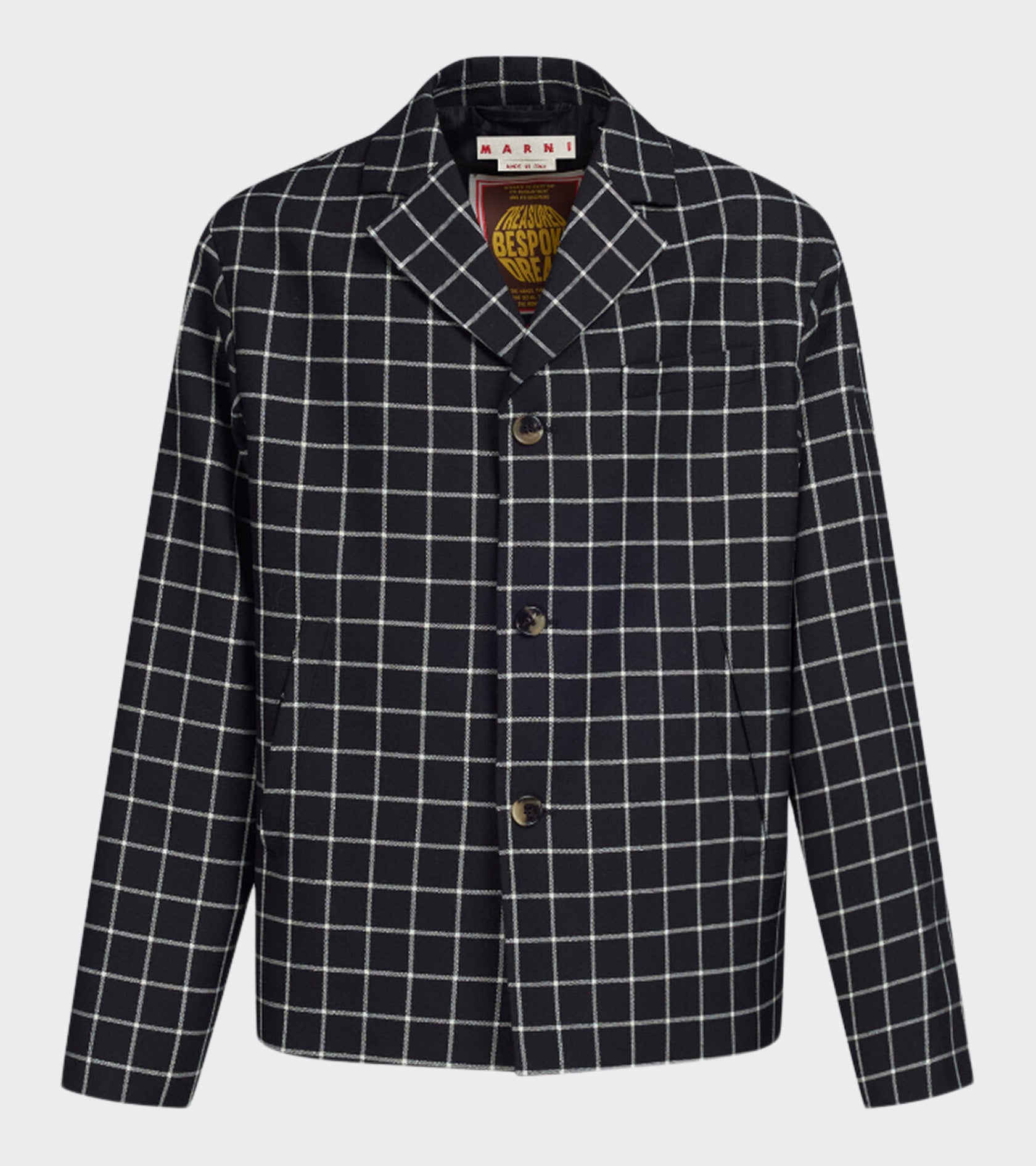 Checkered Wool Blazer Black