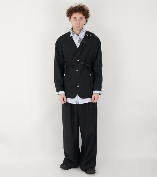 Linen Mix V-neck Jacket Black
