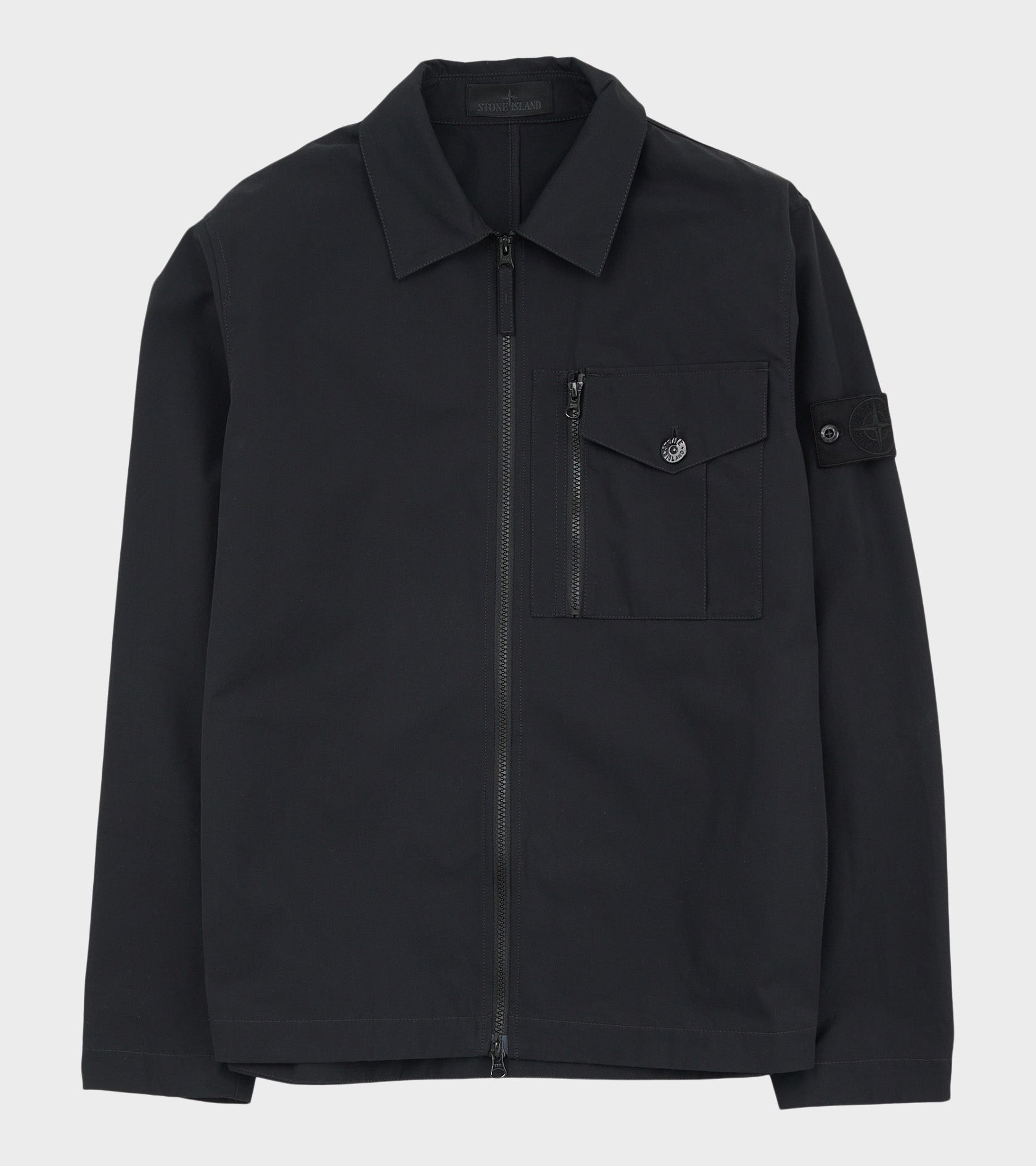 Stone Island Ghost Cotton Zip Overshirt Black - Main Image
