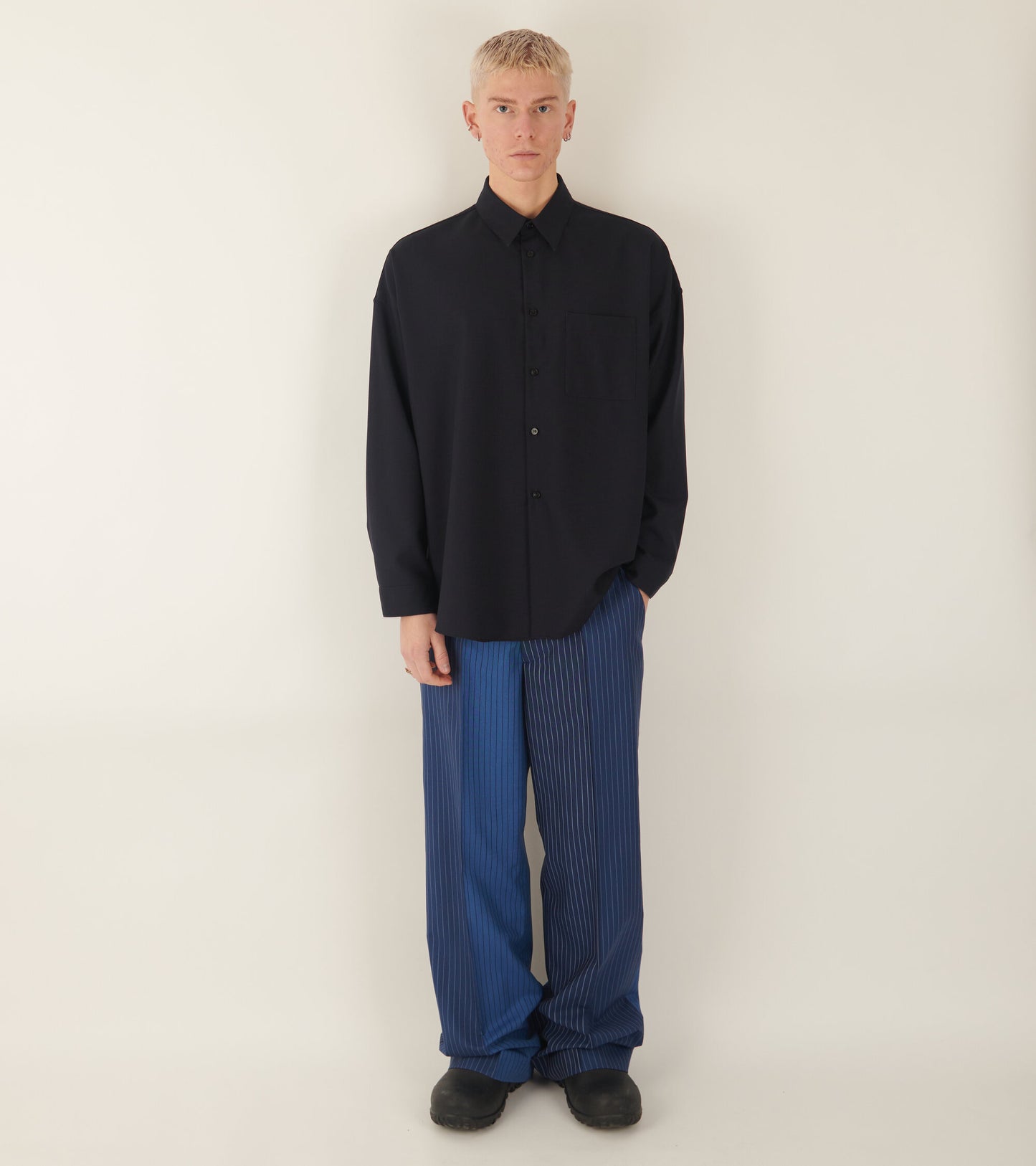 Tropical Wool Shirt Dark Navy