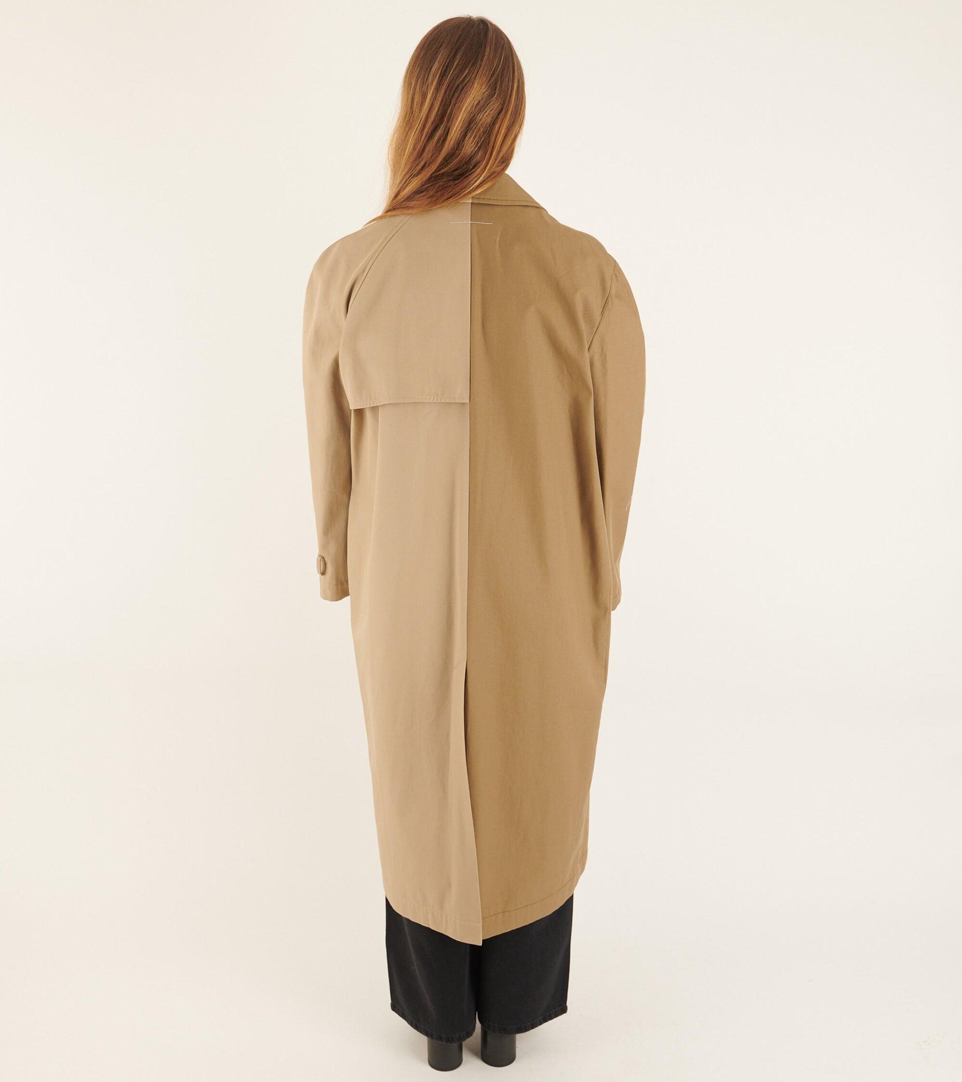 Oversize Two Tone Trench Coat Beige