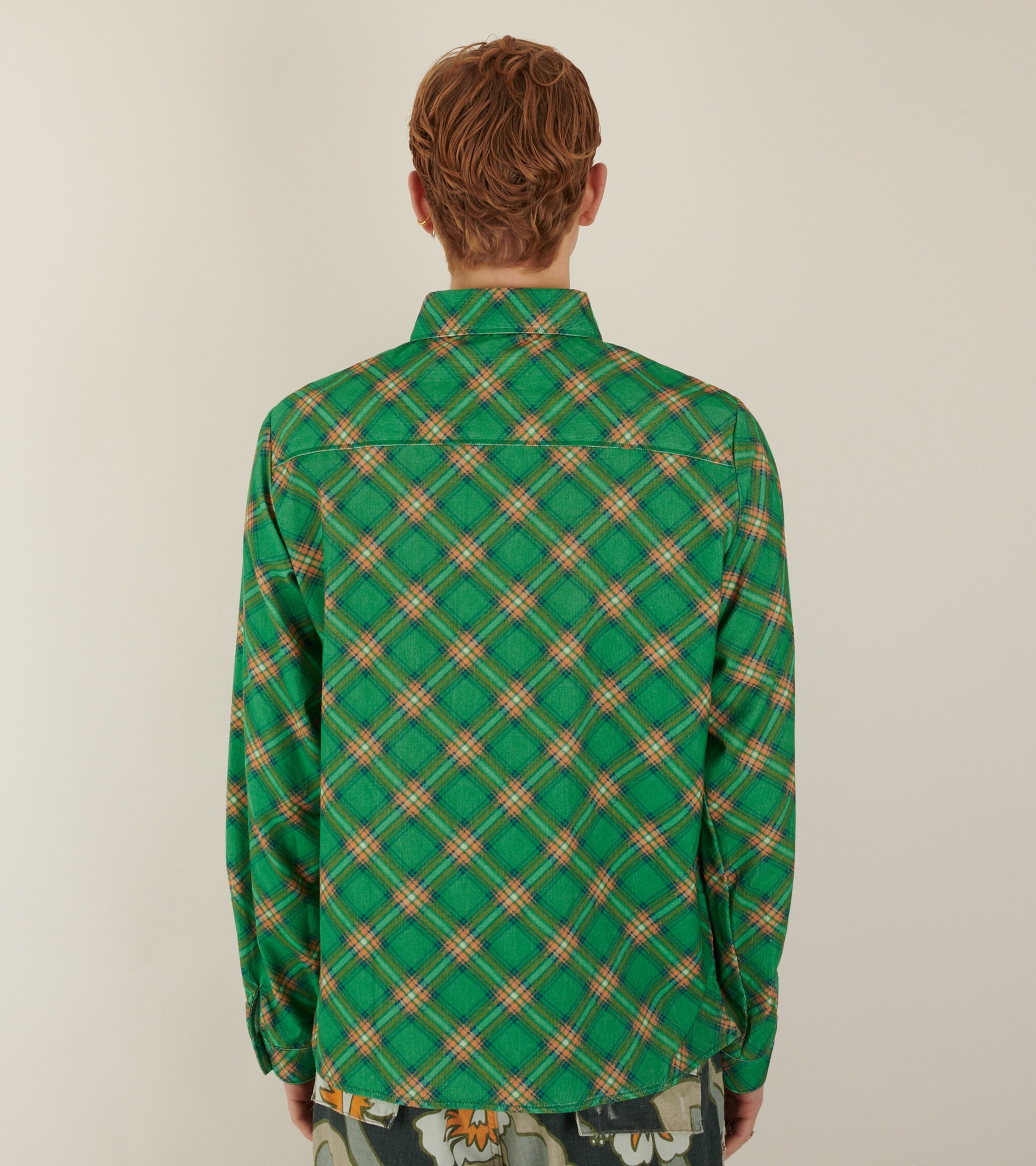 Corduroy Shirt Green Plaid