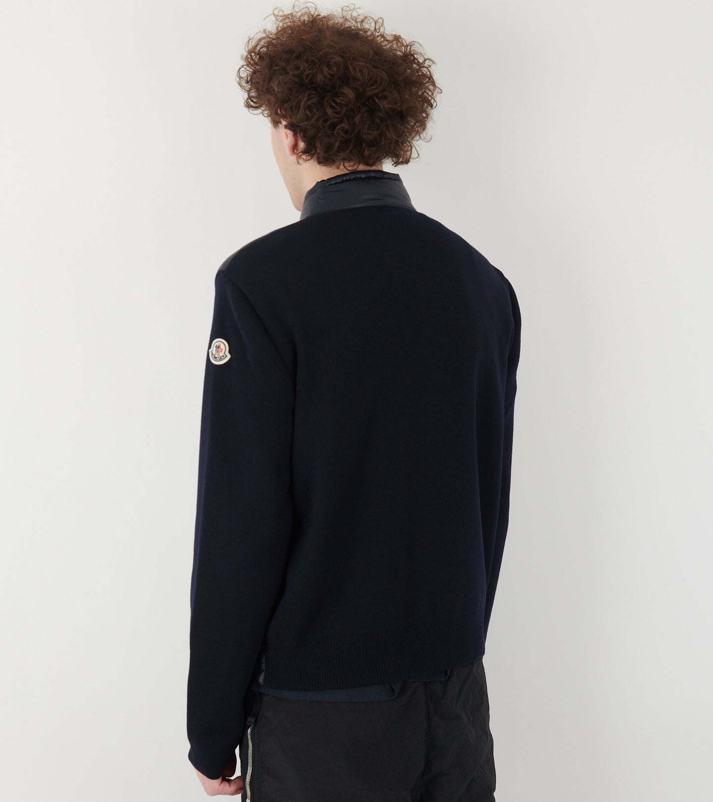 Padded Wool Zip-up Cardigan Blue