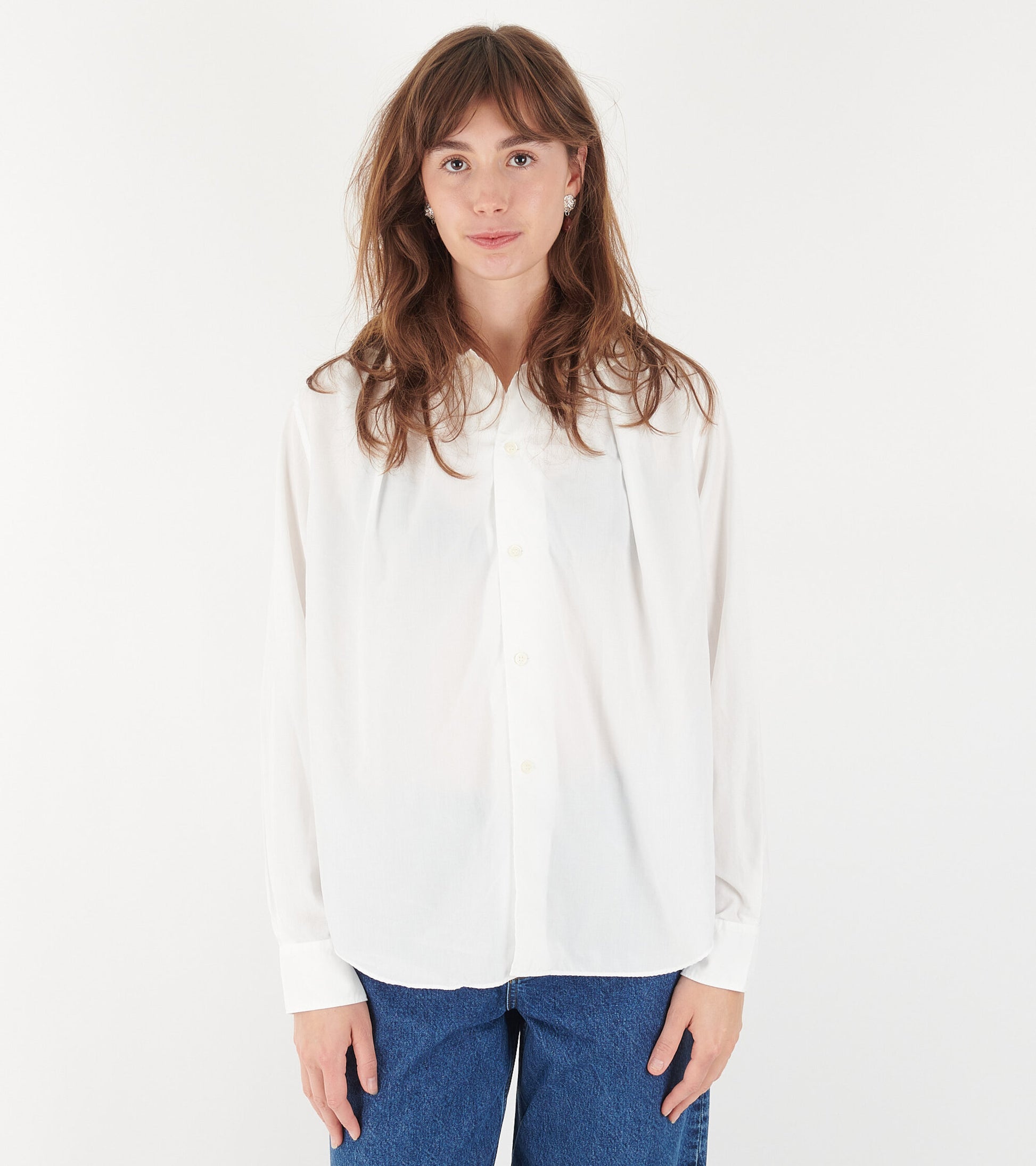 Round Collar Shirt White
