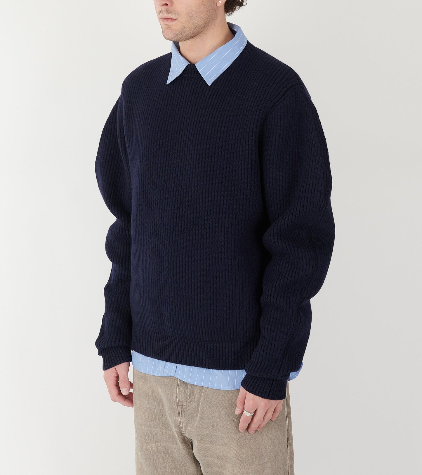 Engineered Boiled Wool Knit Navy
