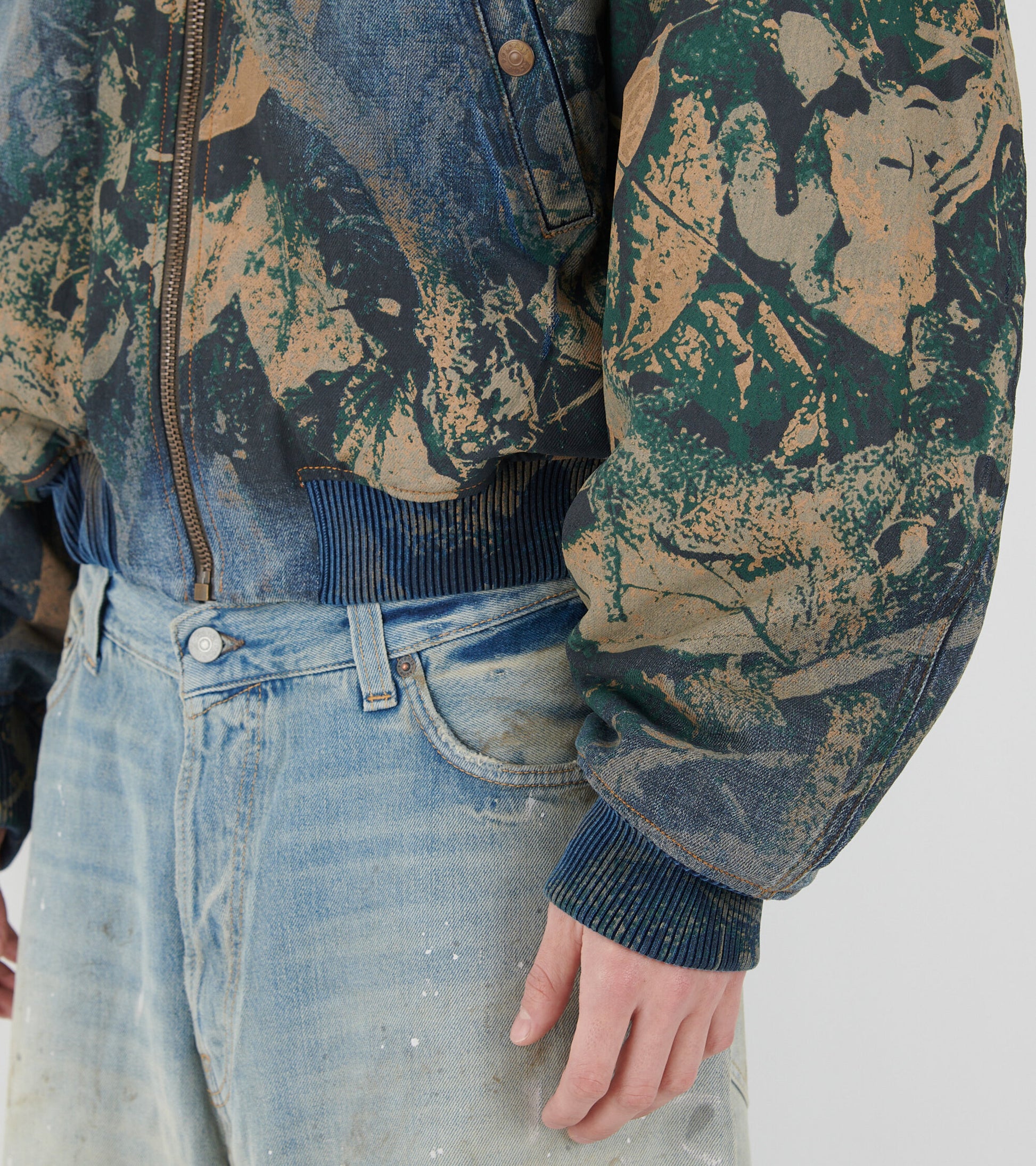 Denim Bomber Jacket Brown