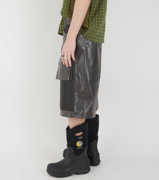 Sunbird Panel Leather Shorts Grey