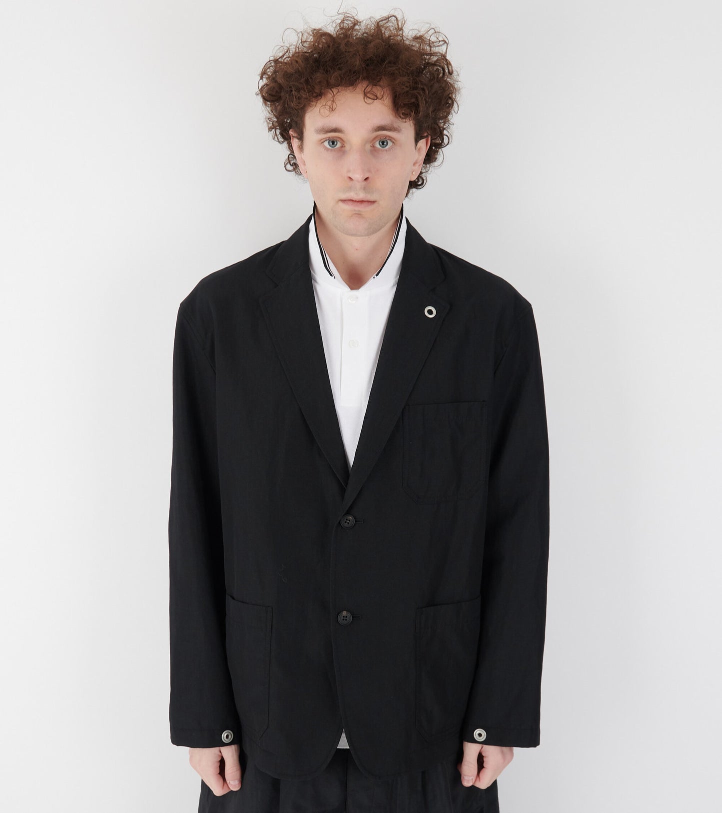 Wool Linen Blazer Black
