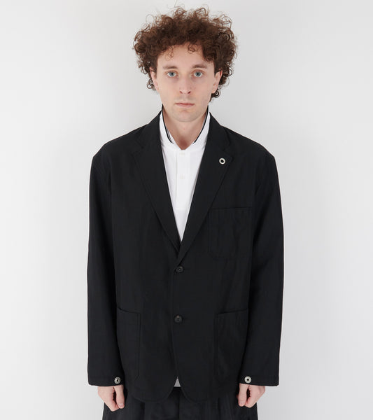 Wool Linen Blazer Black