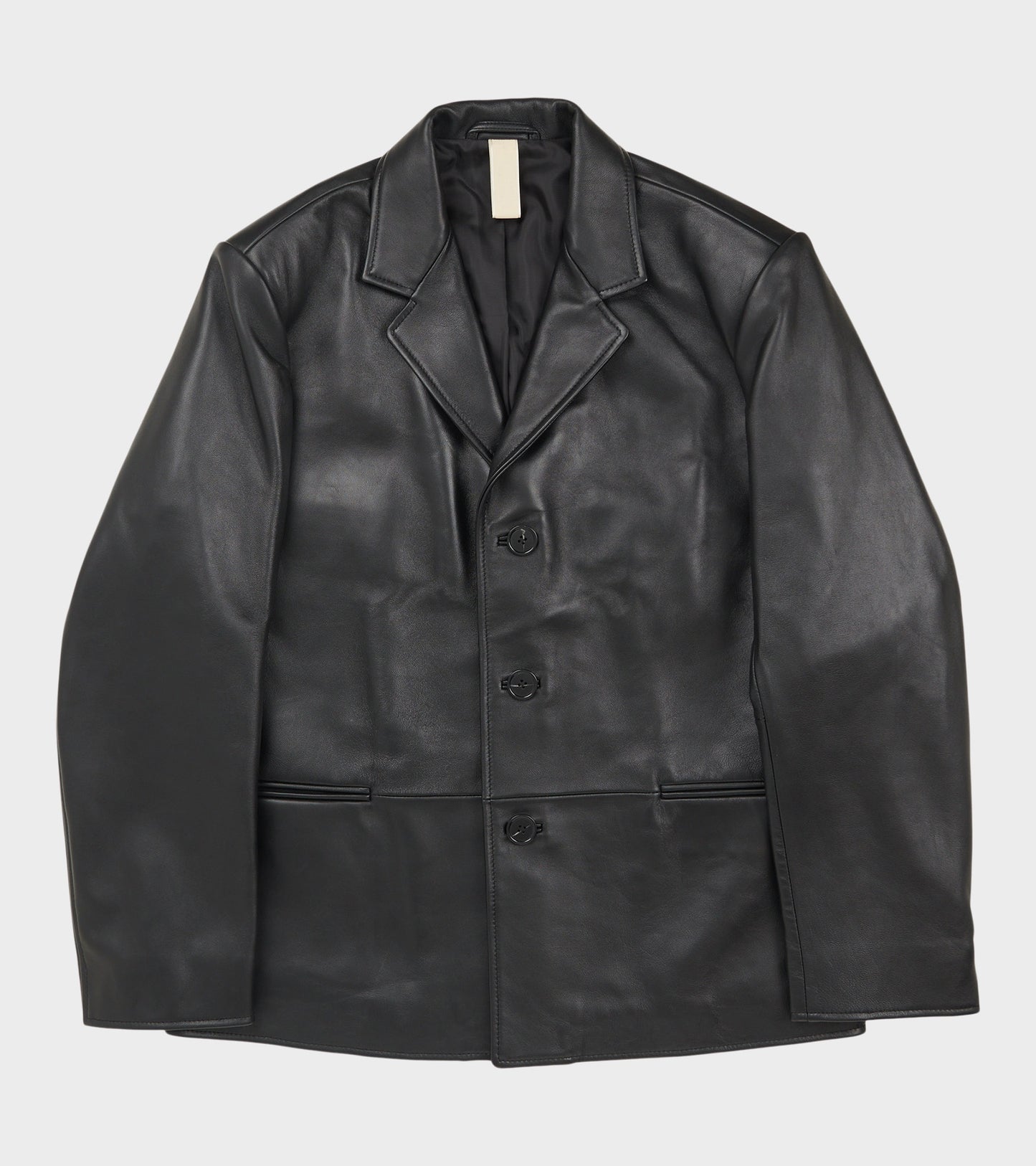 Short Leather Blazer Black