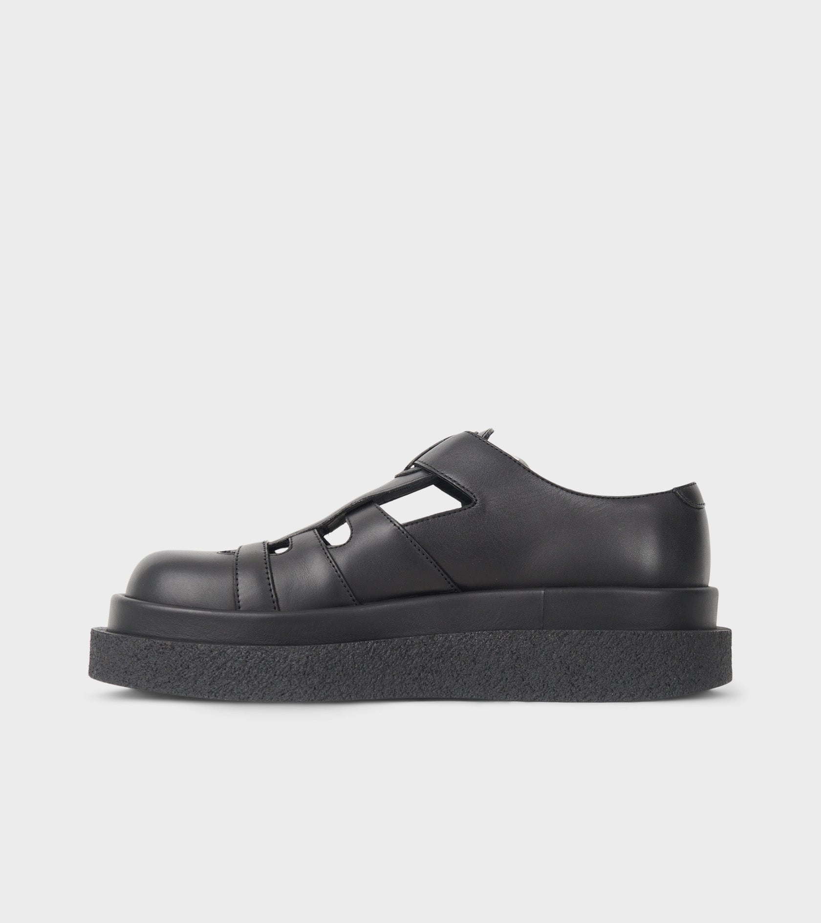 Semi-Shiny Calf Leather Sandal Black