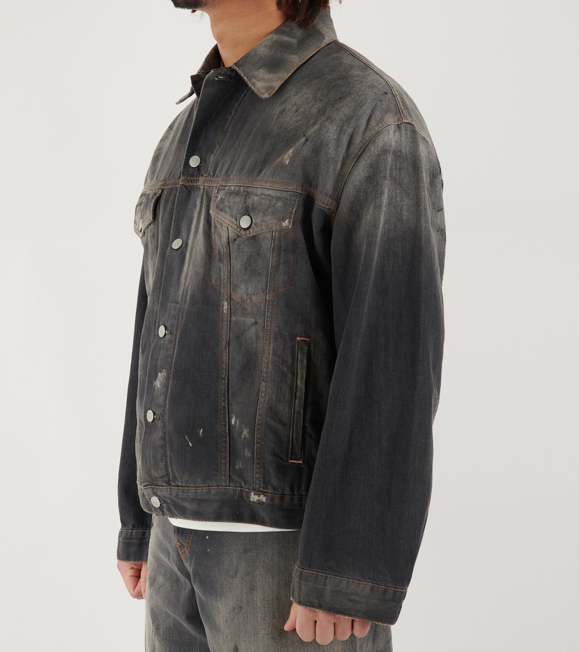 Distressed Denim Jacket Black
