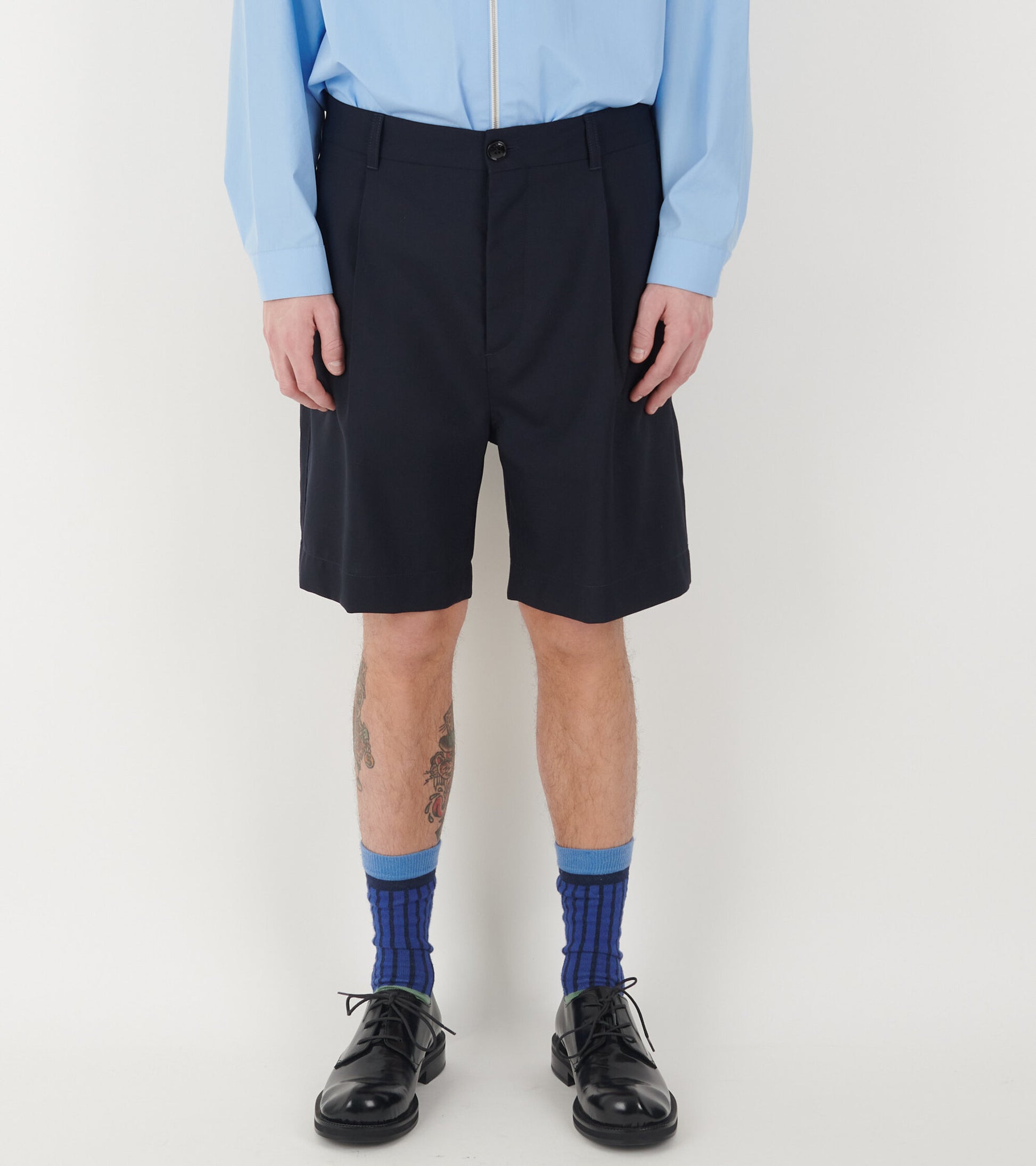Tailored Wool Shorts Dark Navy