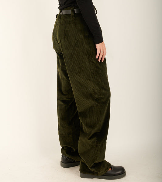 Corduroy Box Trousers Green