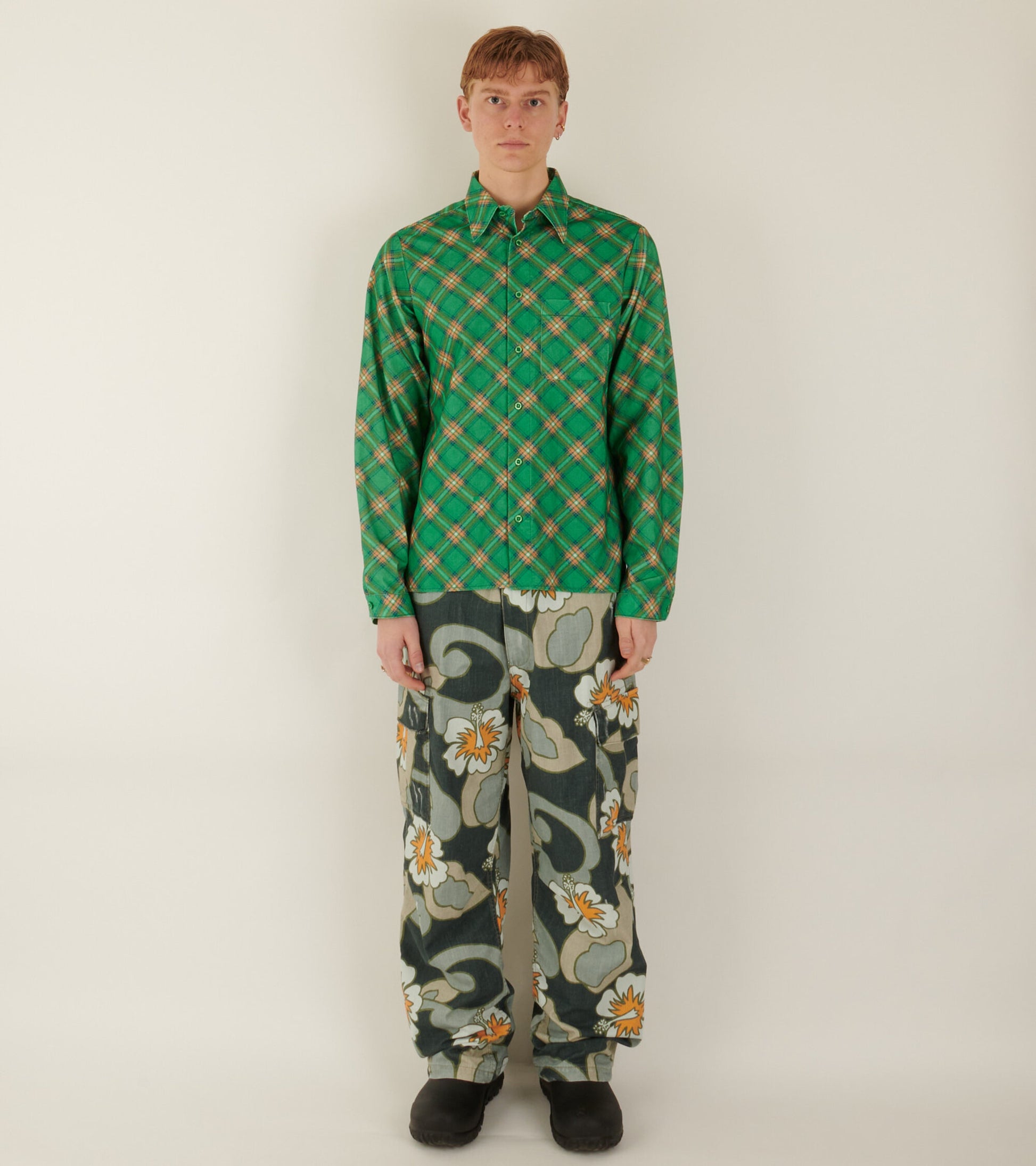 Corduroy Shirt Green Plaid