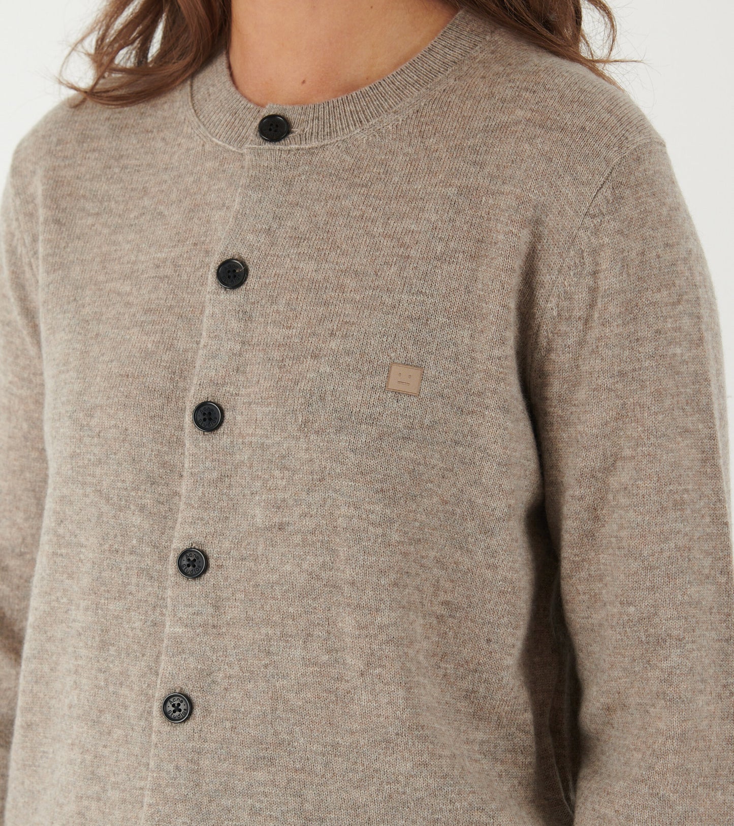 Face Logo Cardigan Beige