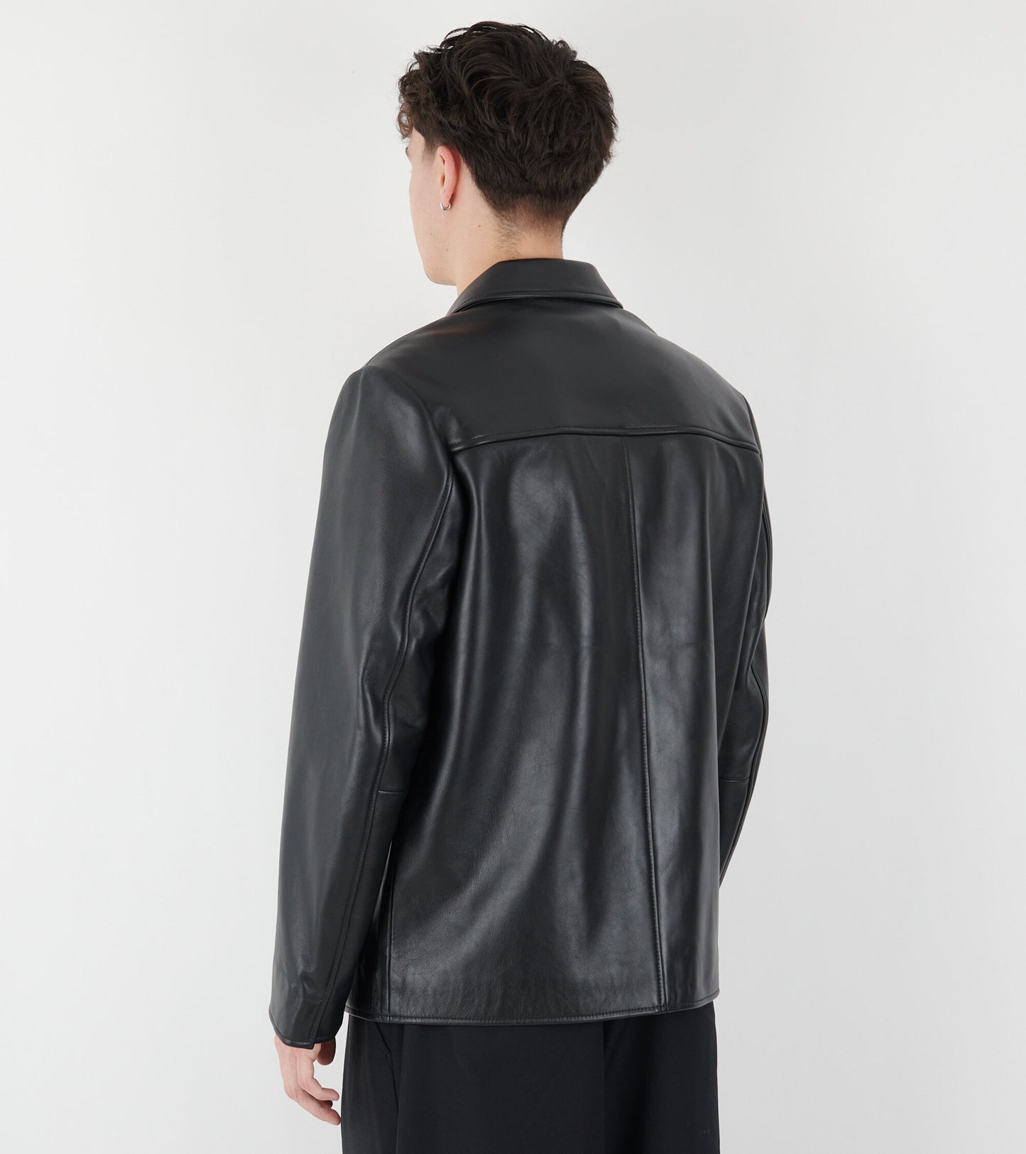 Short Leather Blazer Black