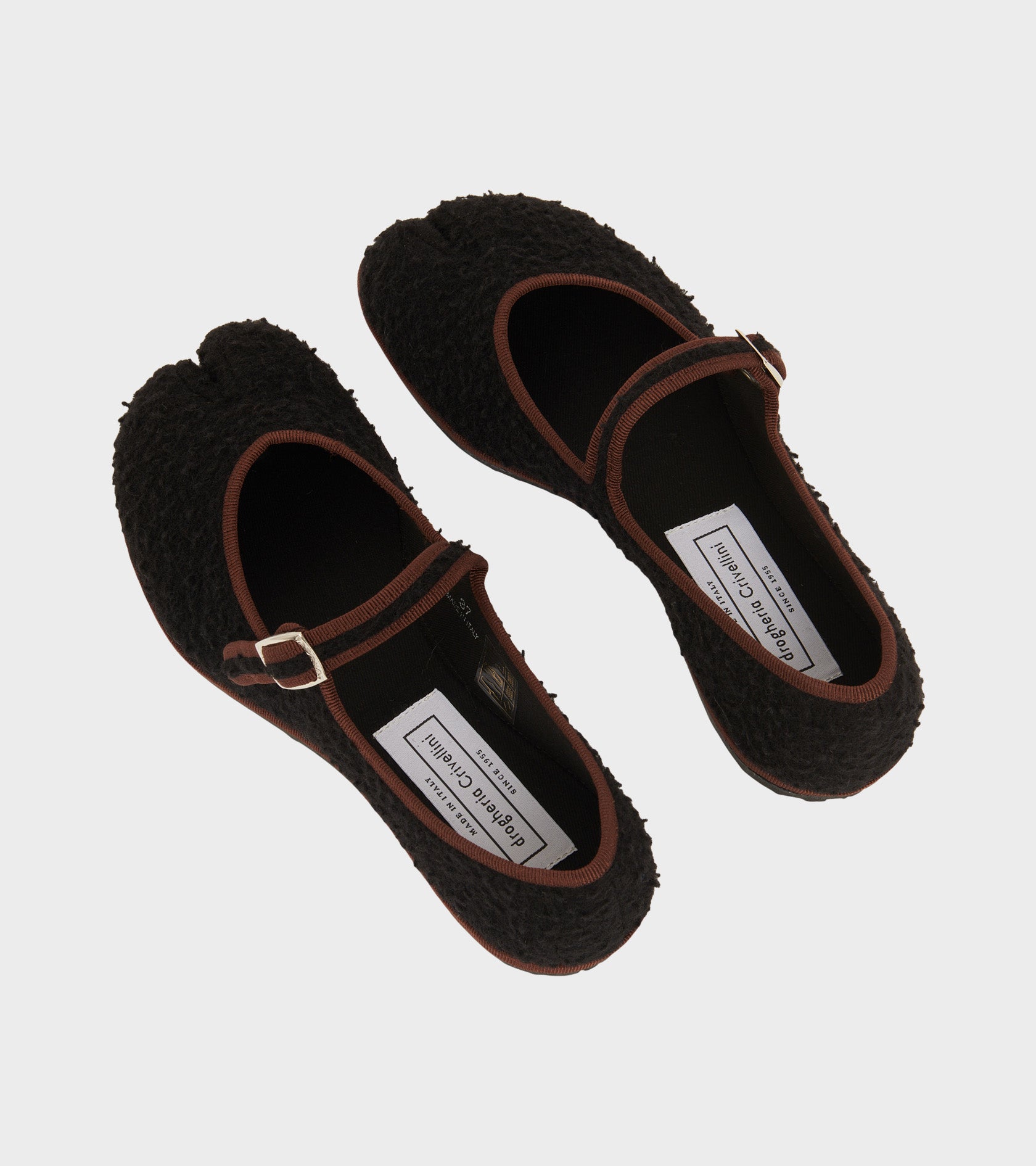 Wool Mary Jane Tabi Ballerina Black/Coffee
