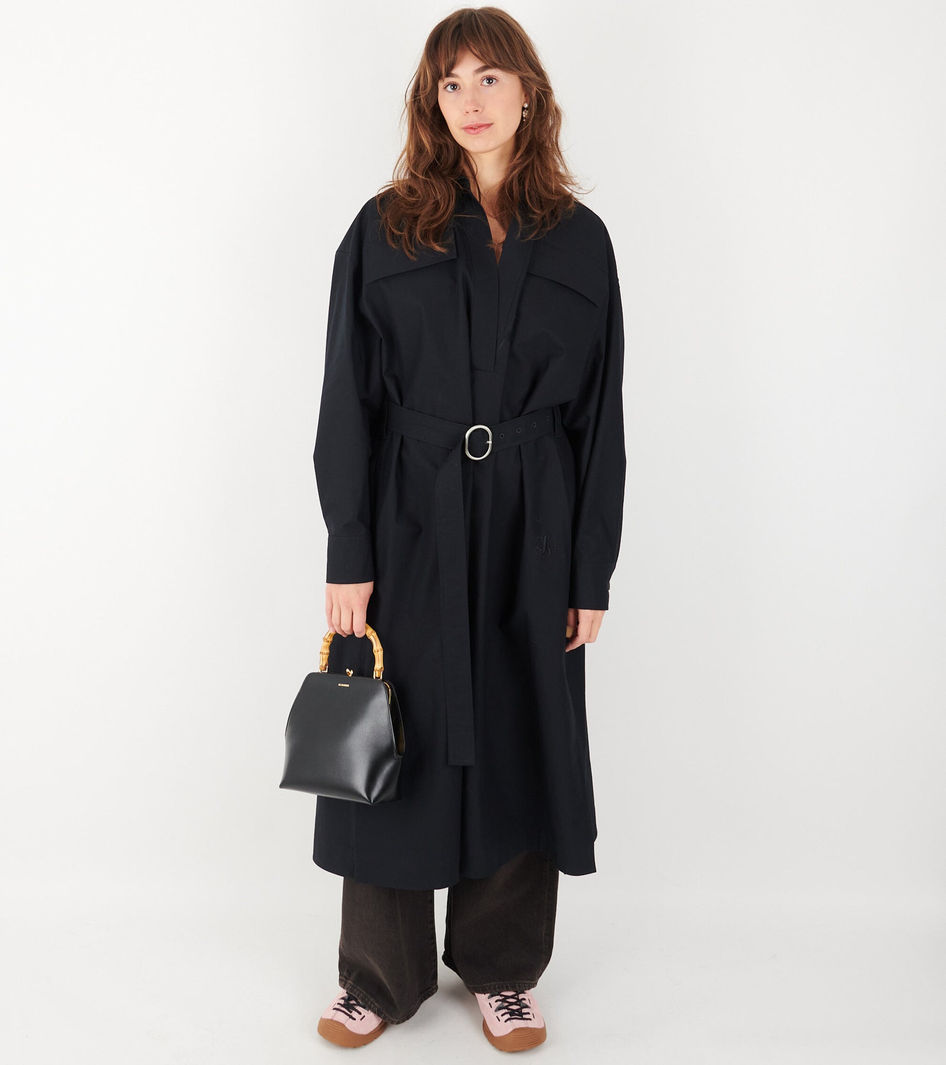 Cotton Canvas Shirt Dress Dark Navy