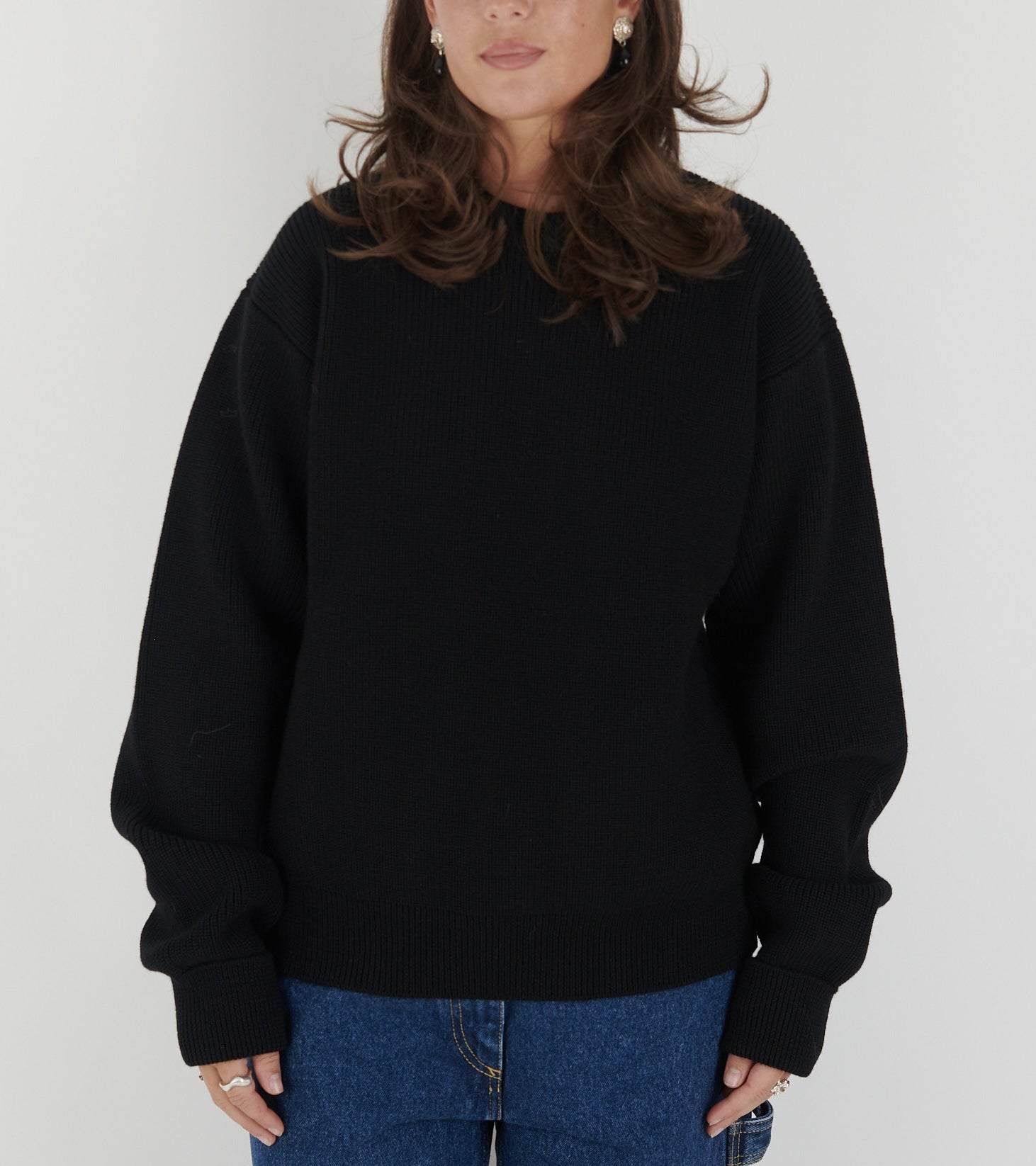 Pure Wool Zip Knit Black