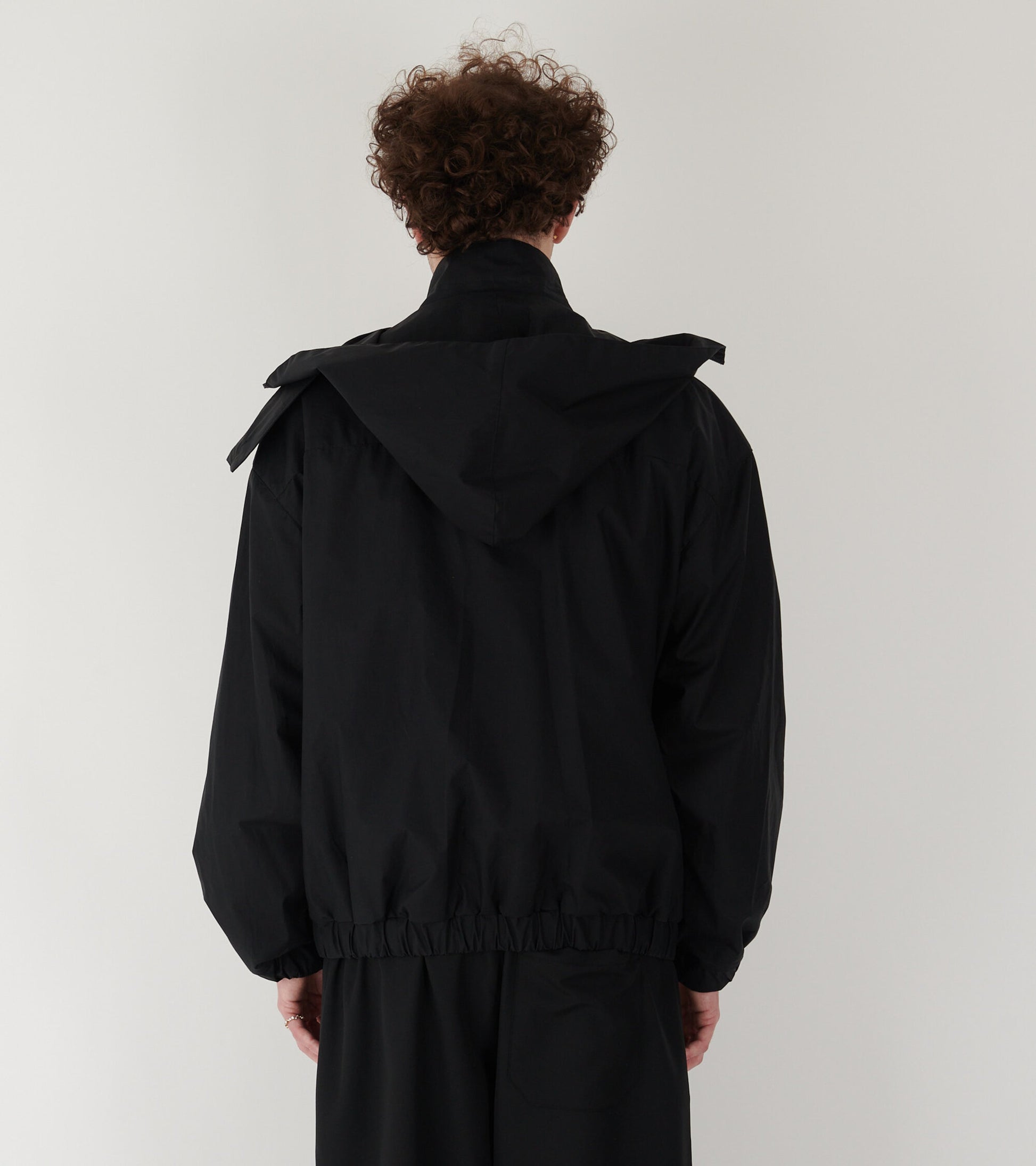 Waxed Poplin Windbreaker Black