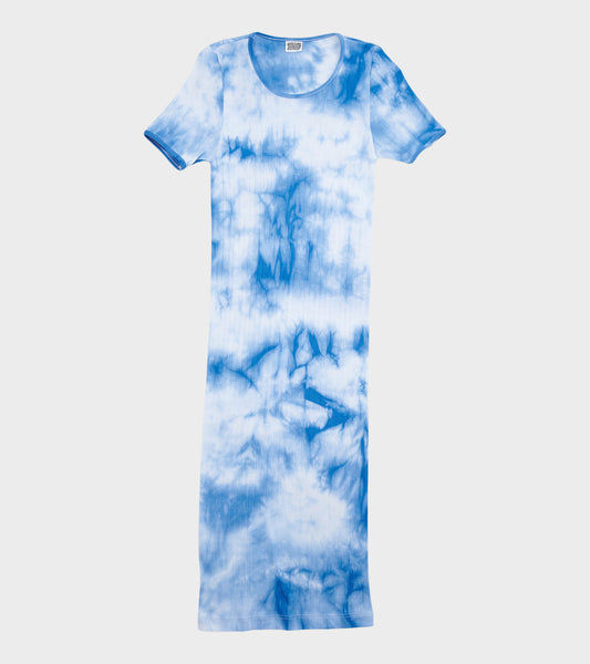 101 Short Sleeve John Rib Dress Tie Dye Blue