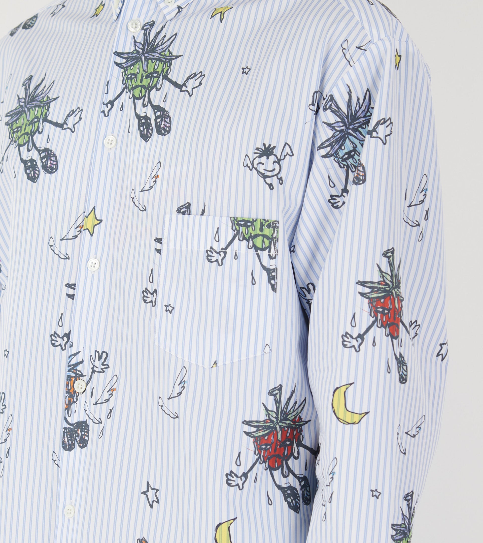 Strawbabies Button Down Shirt Blue/White