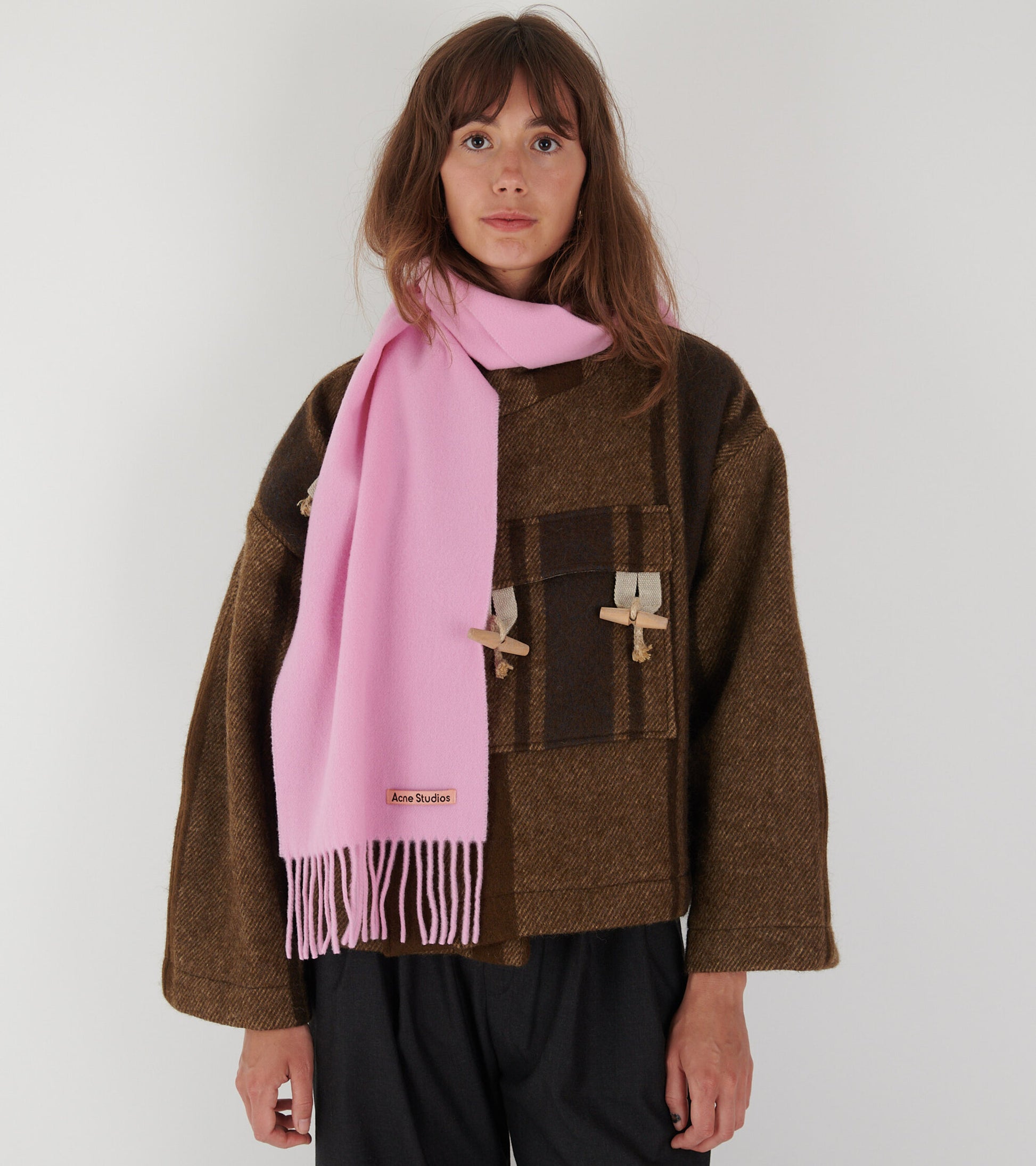 Skinny Fringed Scarf Cotton Candy Pink
