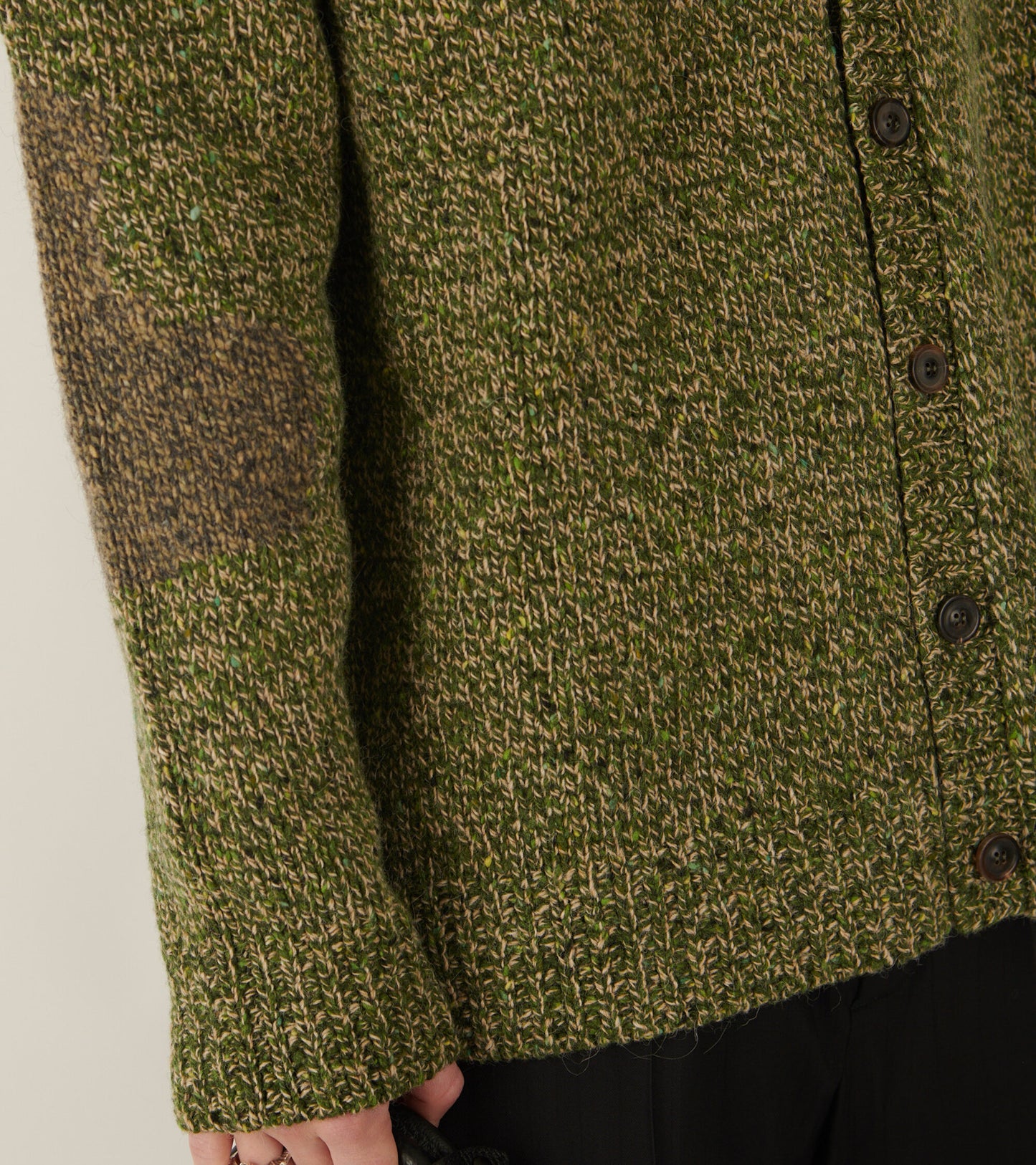 V-neck Wool Cardigan Green Mix