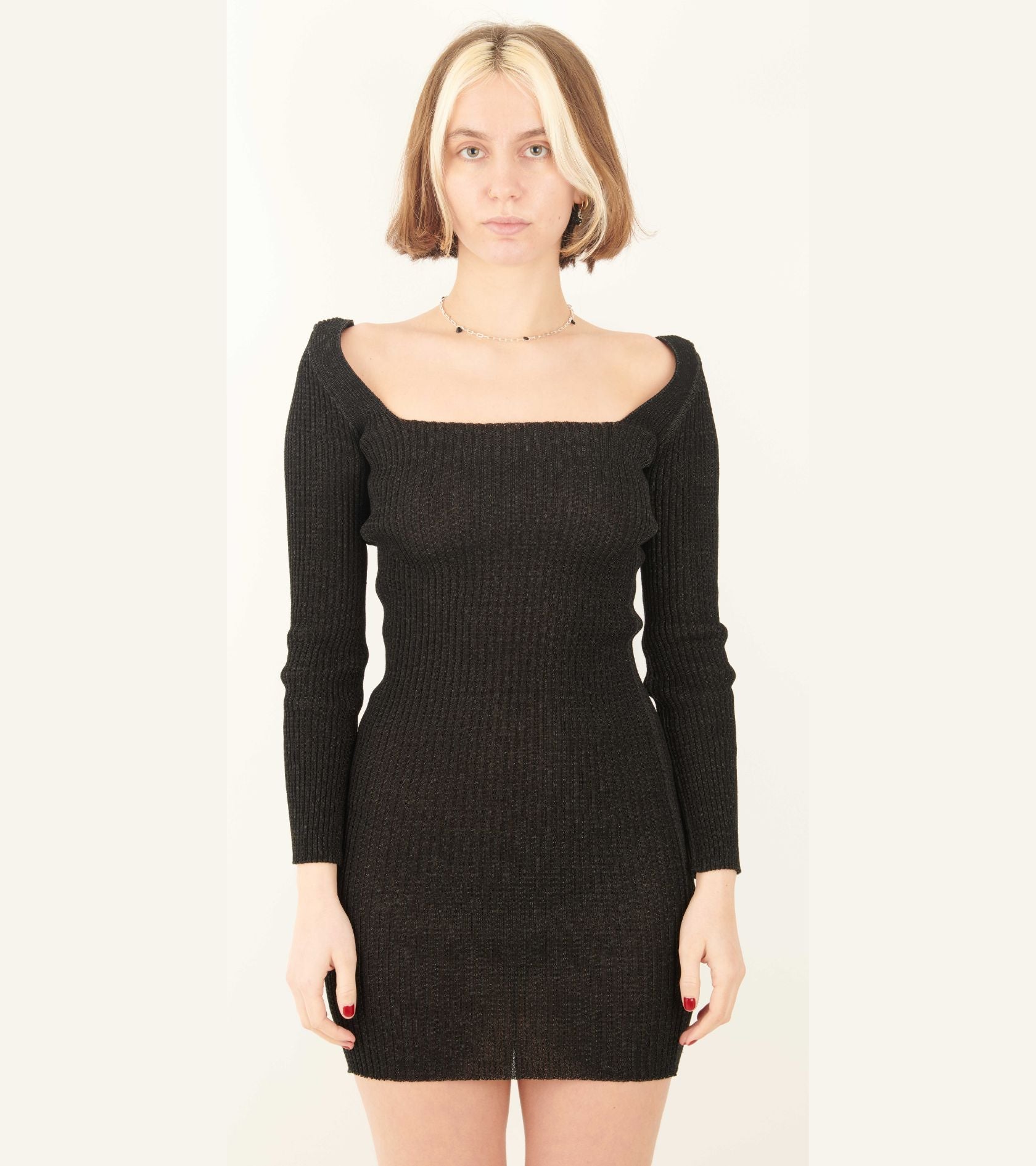 Emma Square Neck Dress Black