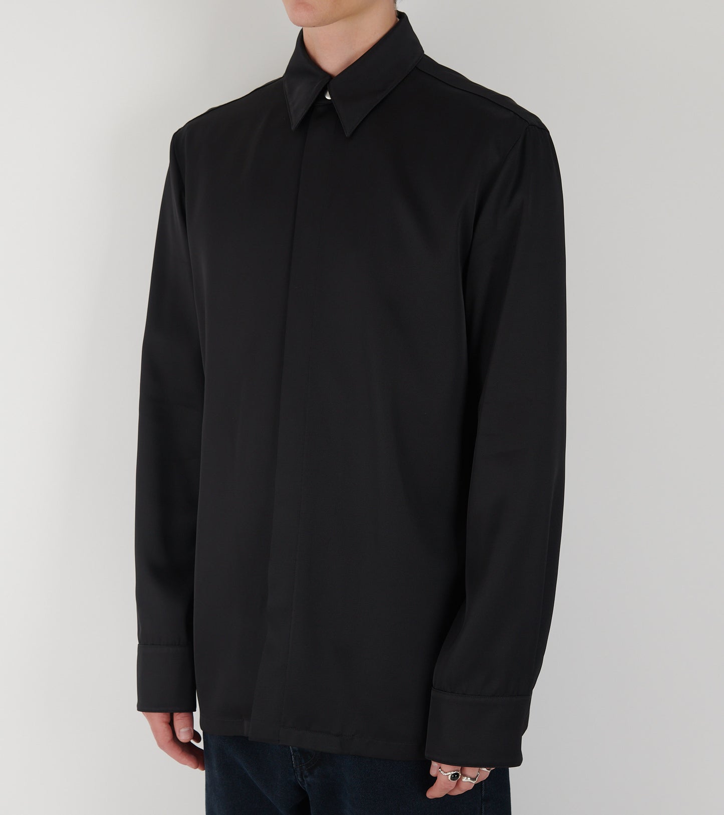 Heavy Viscose Silk Twill Shirt Black
