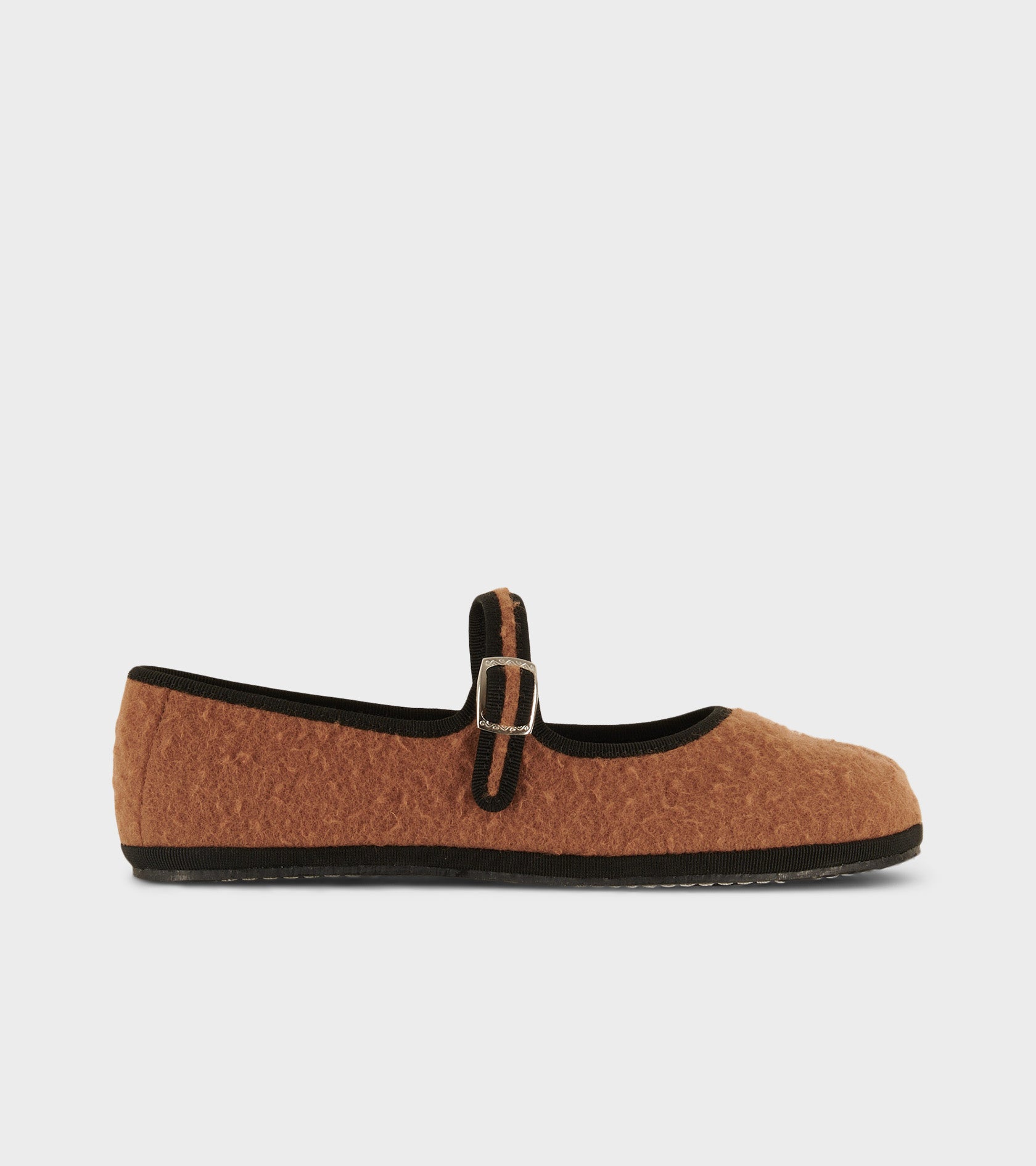 Wool Mary Jane Tabi Ballerina Camel/Black