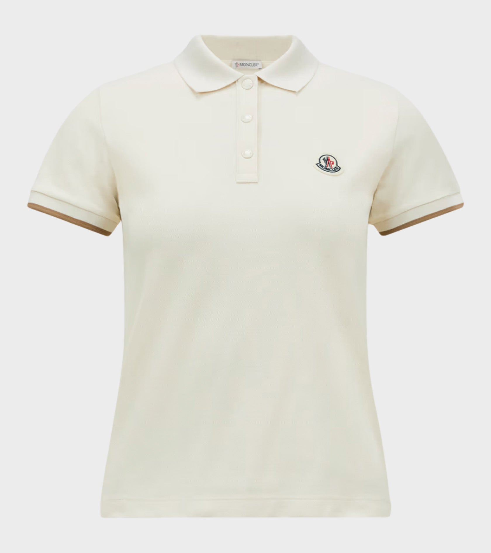 S/S Logo Cotton Polo Shirt White/Light Brown
