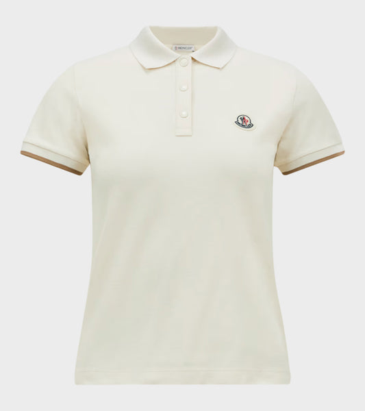 S/S Logo Cotton Polo Shirt White/Light Brown