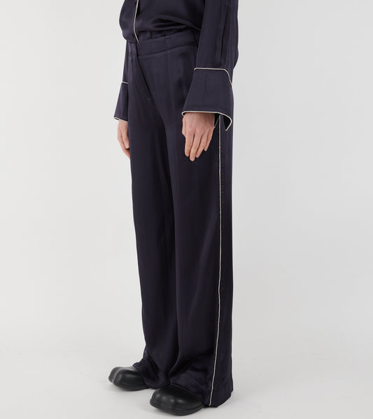 Charlie Rhinestone Satin Pants Midnight
