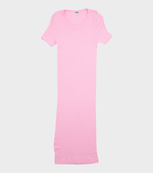 101 Short Sleeve John Rib Dress Bubblegum Pink