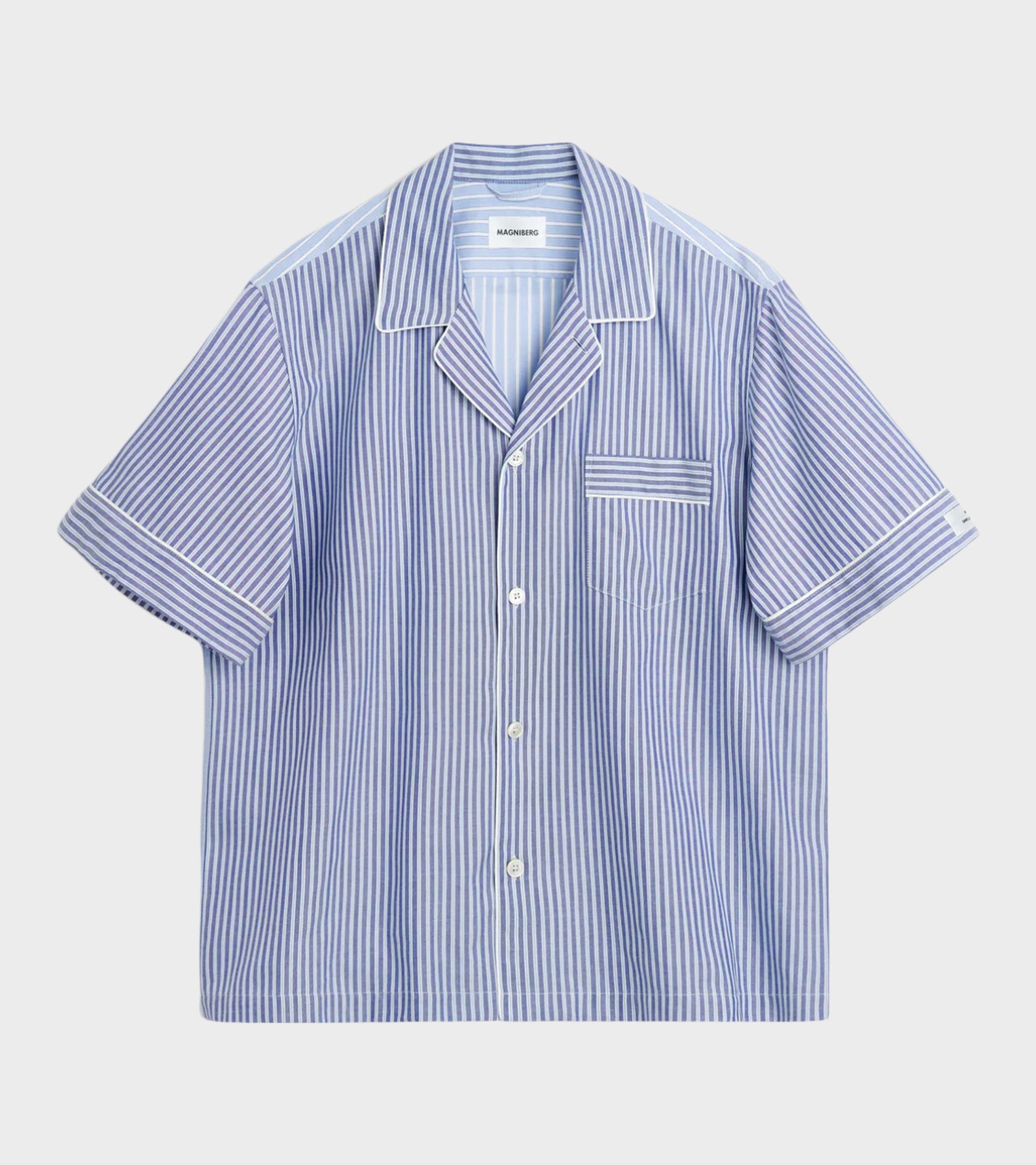 Wall Street Short Sleeve Shirt Blue Stripes One