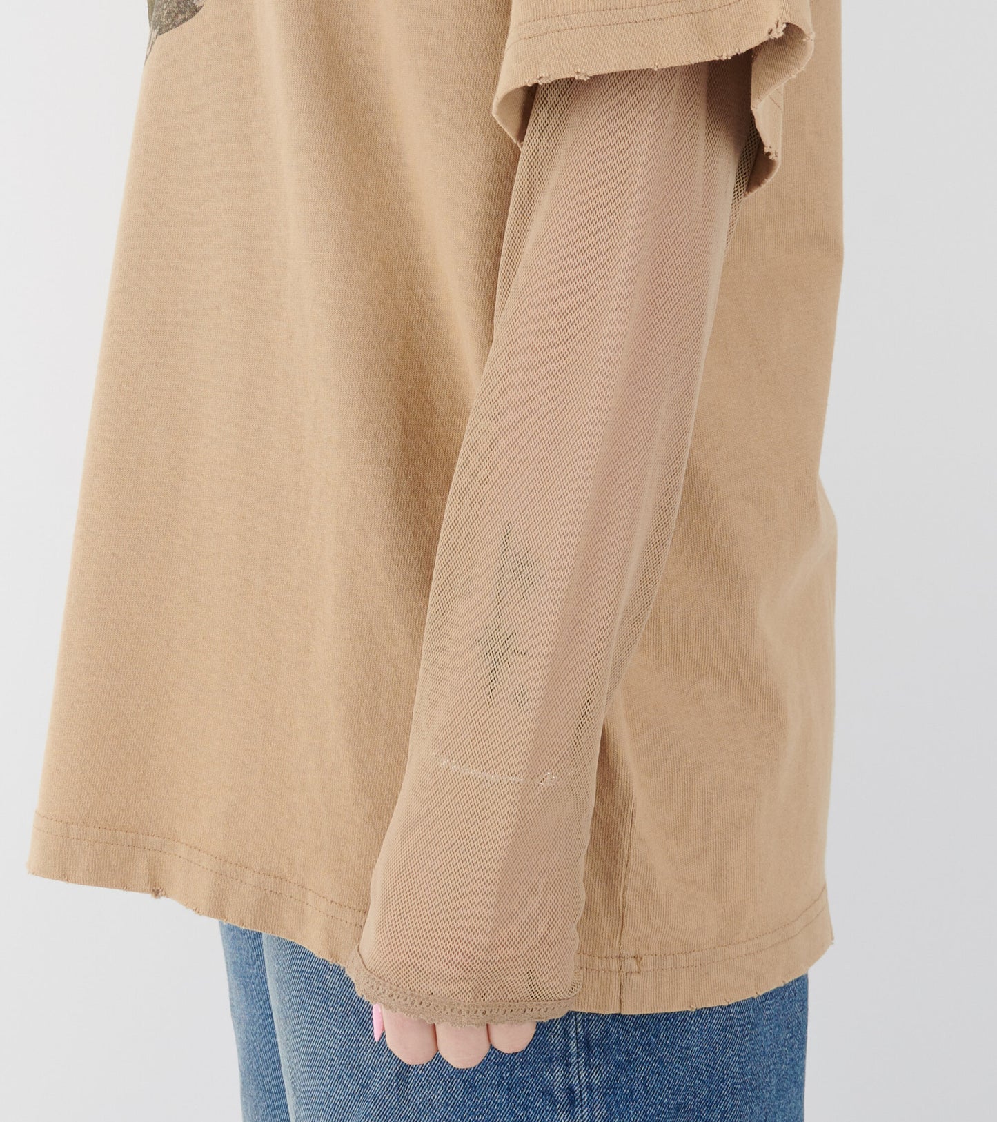 Layered Print T-shirt Sand Beige