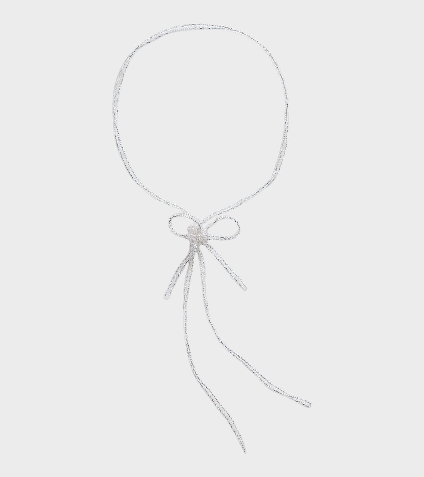 Bow Tie Bolo Necklace Silver