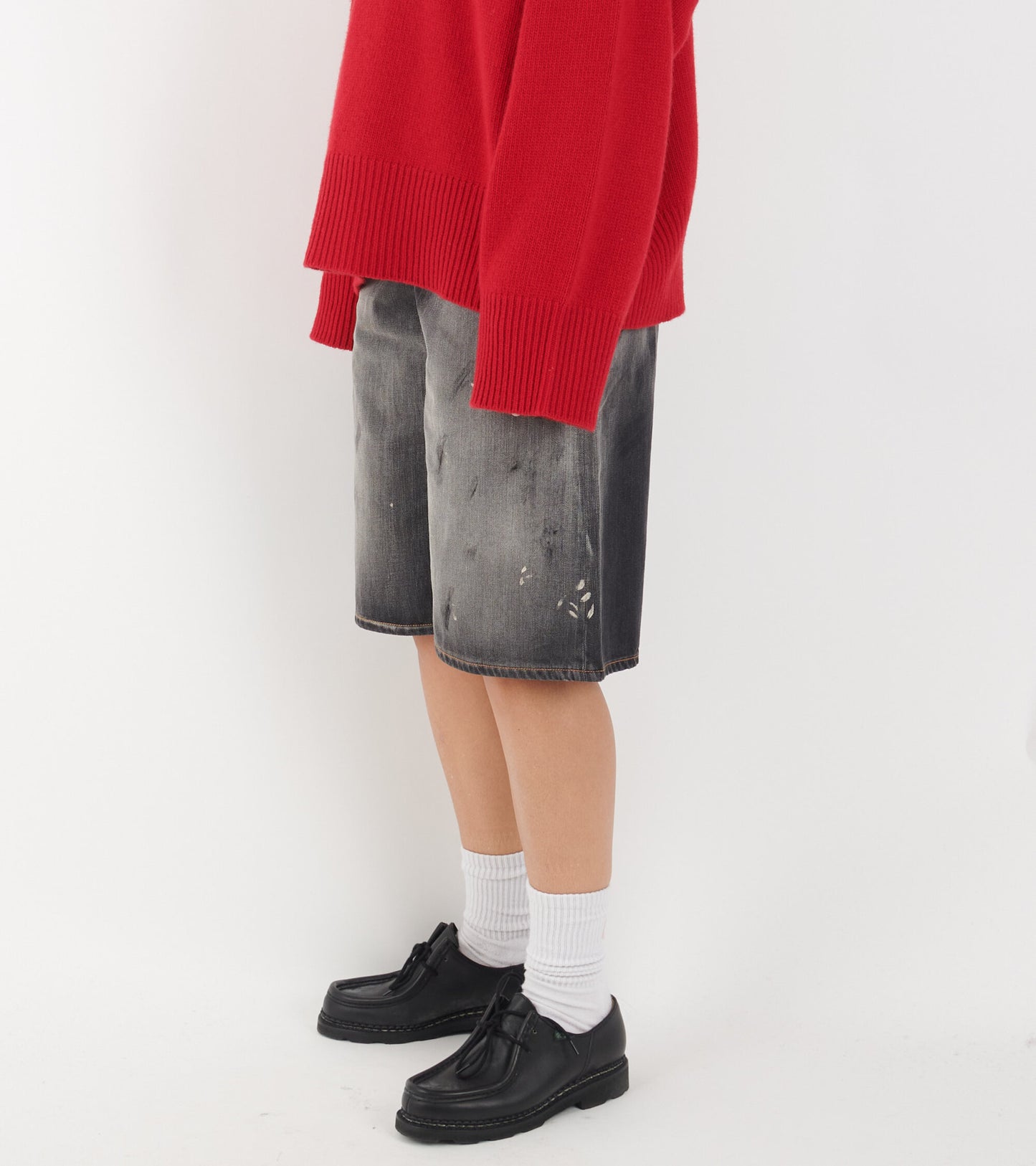 Distressed Baggy Denim Shorts Black