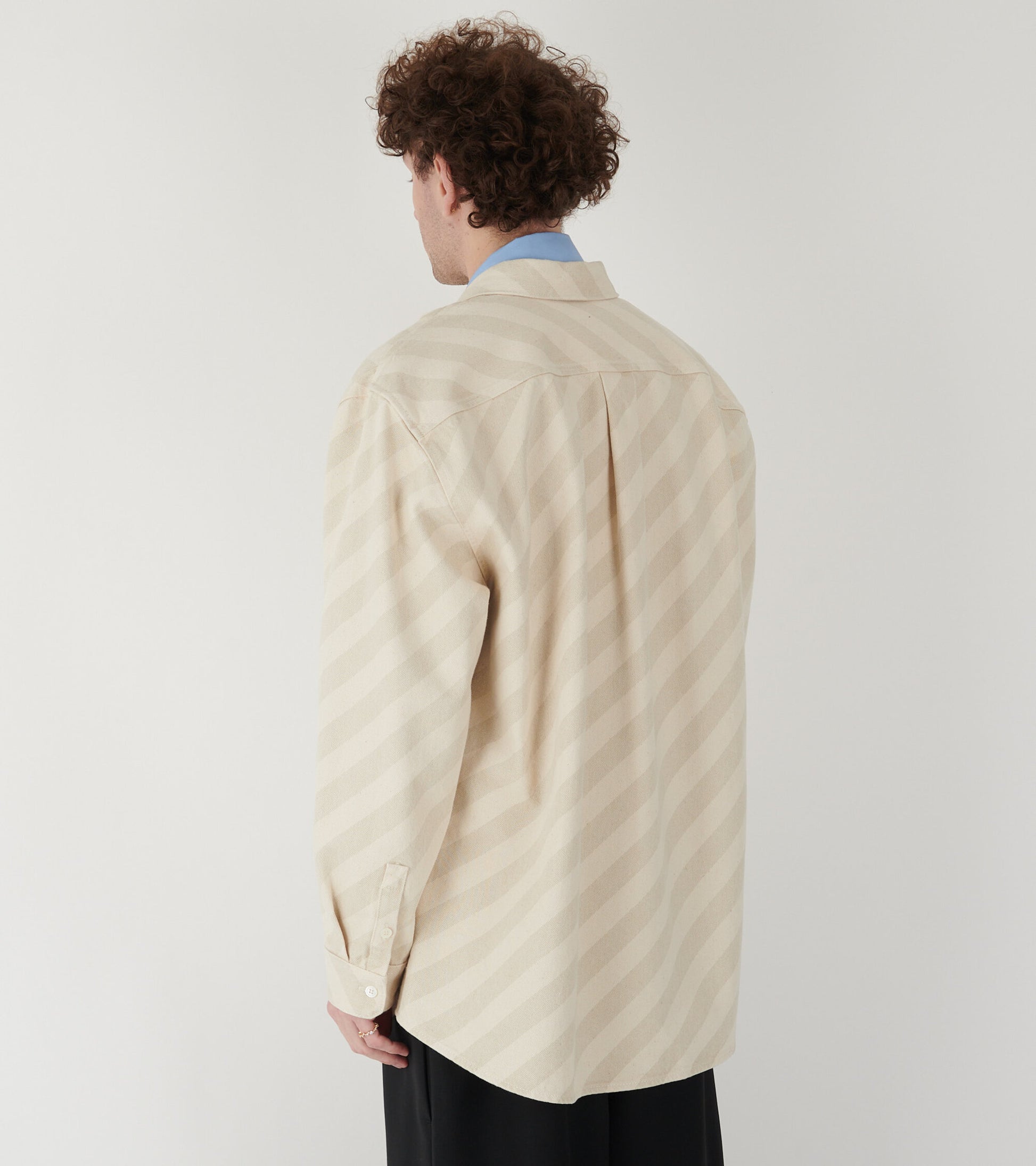 Striped Washed Denim Overshirt Bone