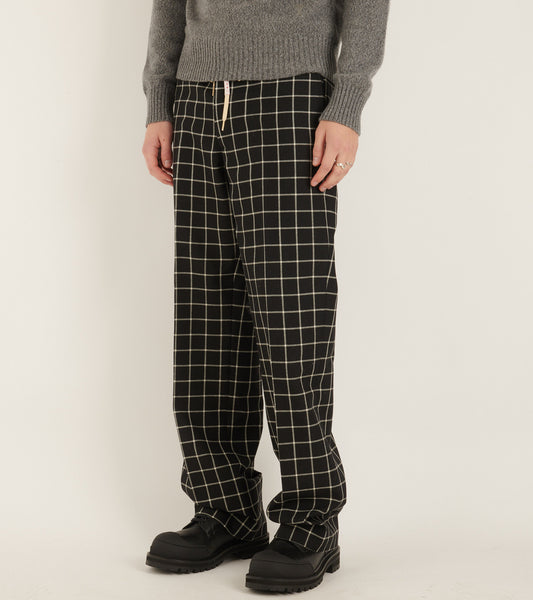 Checkered Wool Trousers Black