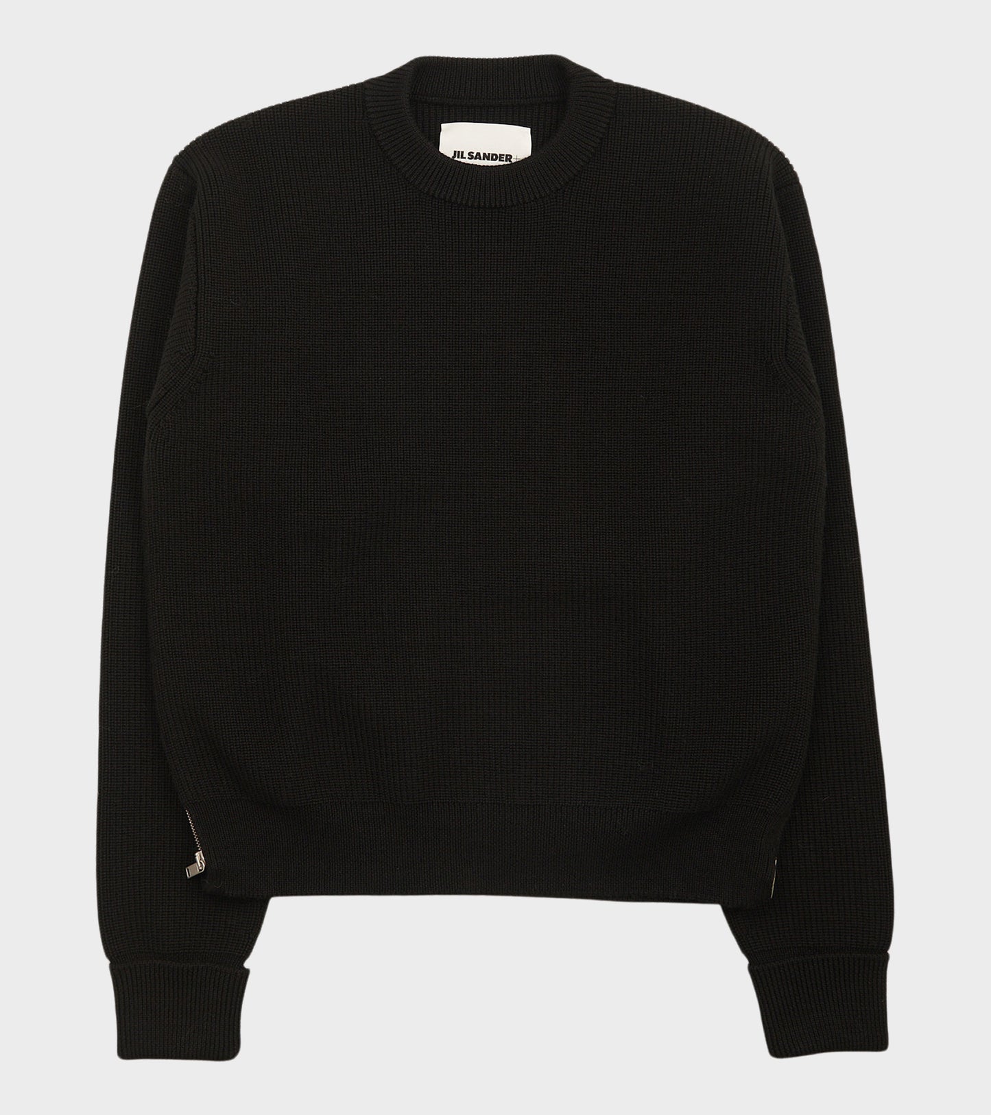 Pure Wool Zip Knit Black