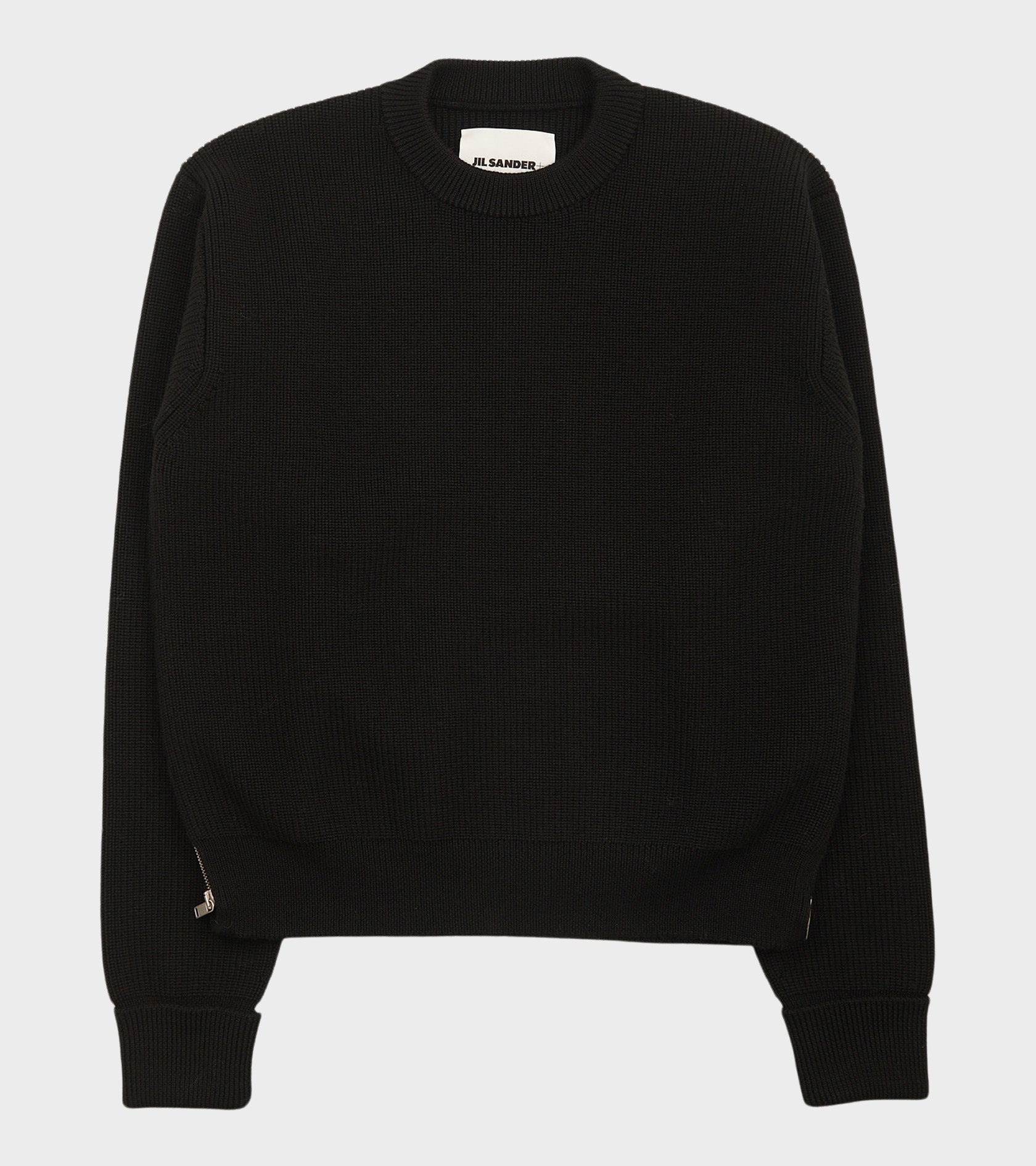 Pure Wool Zip Knit Black