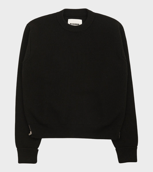 Pure Wool Zip Knit Black