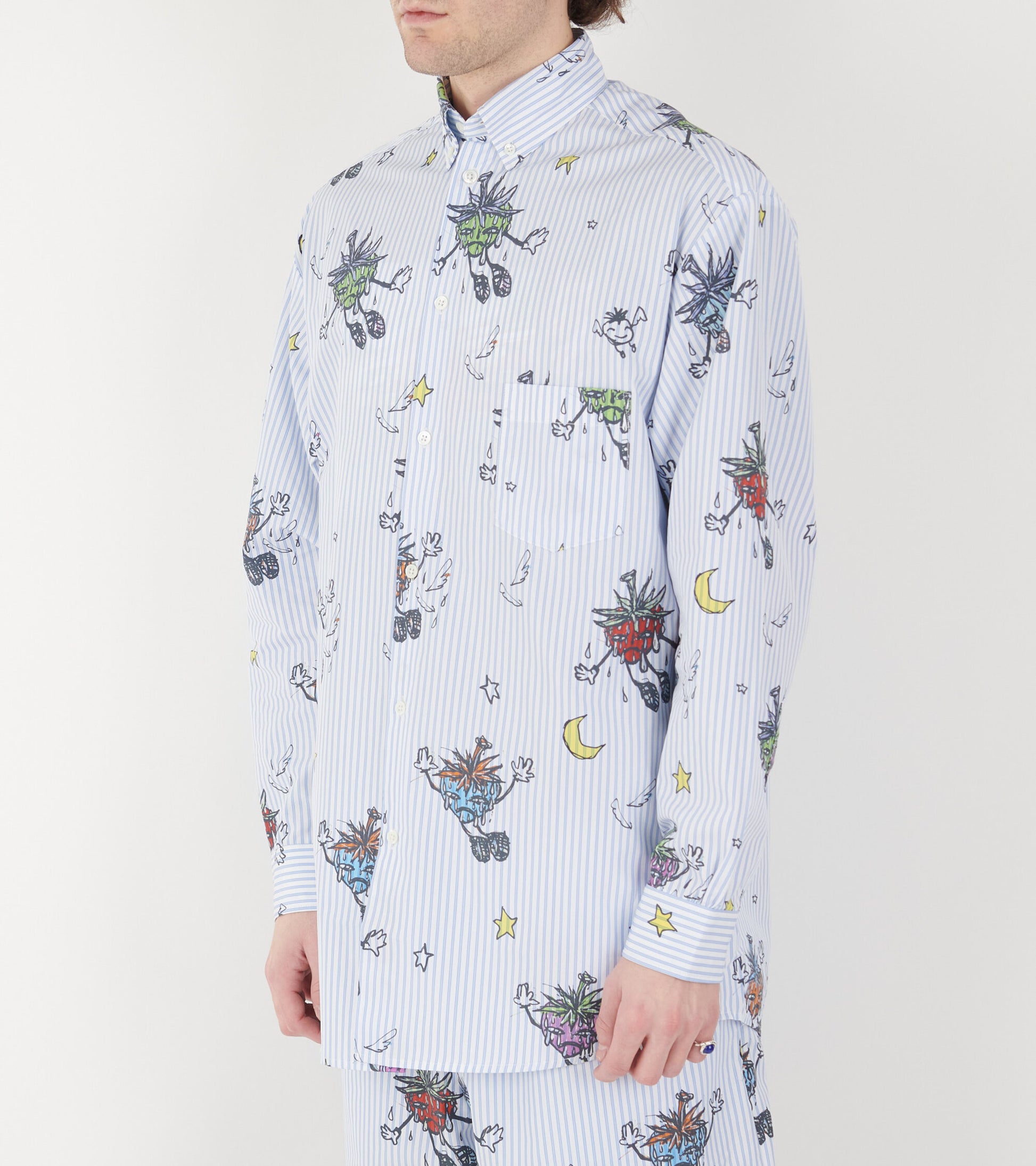 Strawbabies Button Down Shirt Blue/White