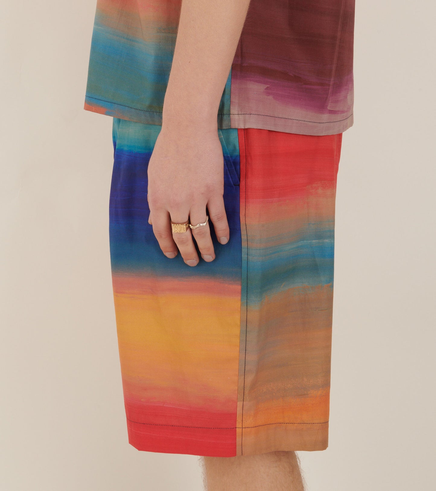 Poplin Stretch Waist Shorts Multicolor
