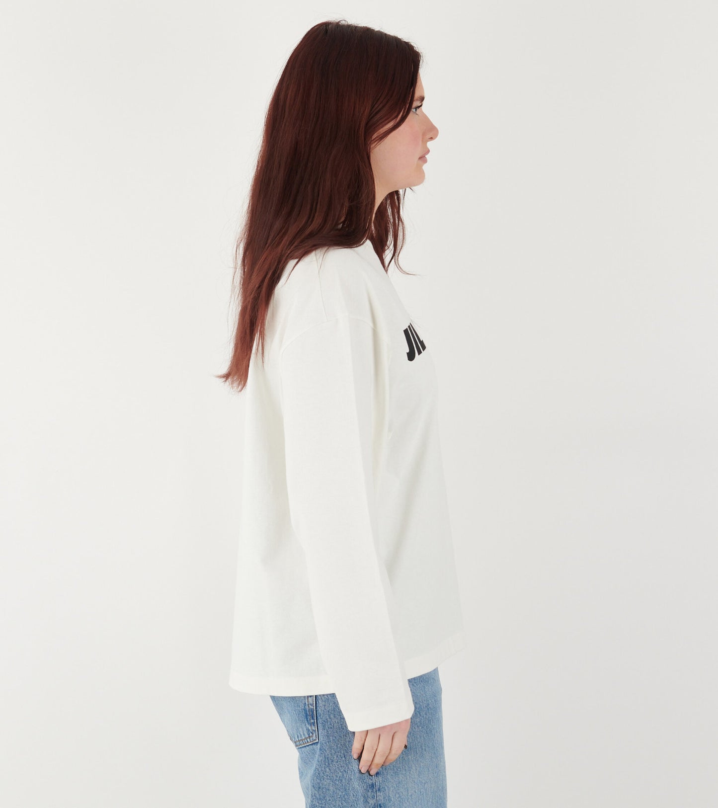 L/S Cotton Jersey Logo T-shirt Porcelain
