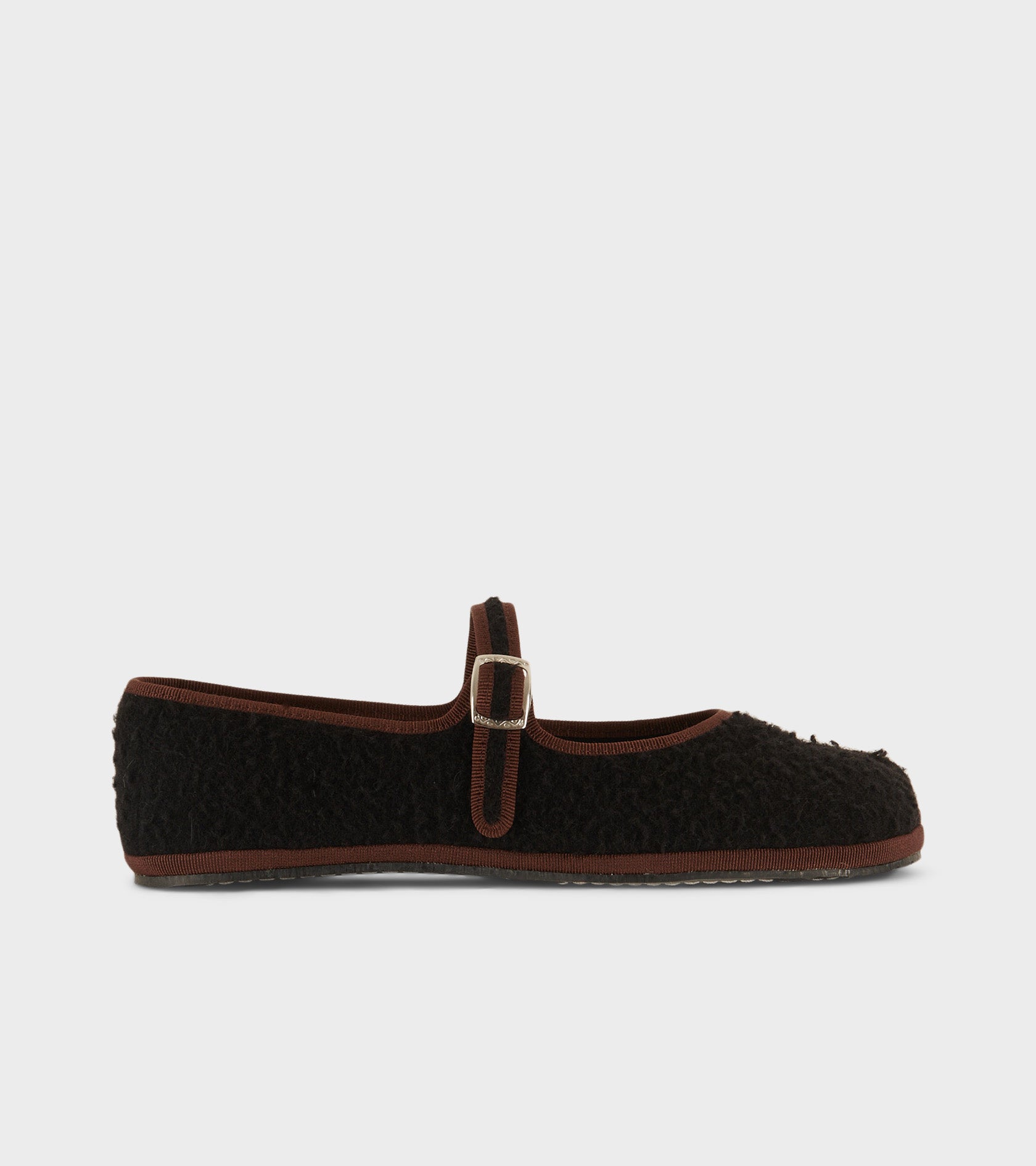 Wool Mary Jane Tabi Ballerina Black/Coffee