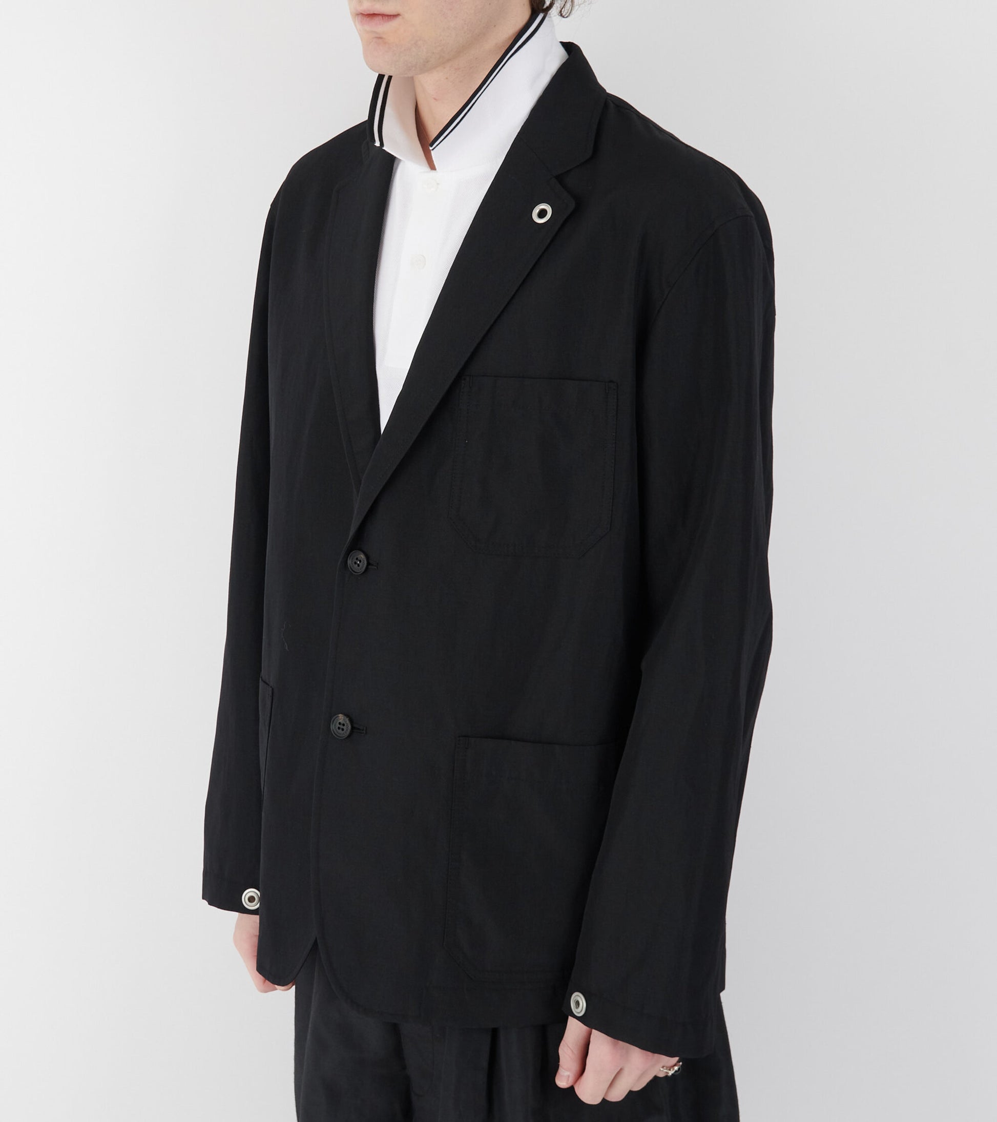 Wool Linen Blazer Black